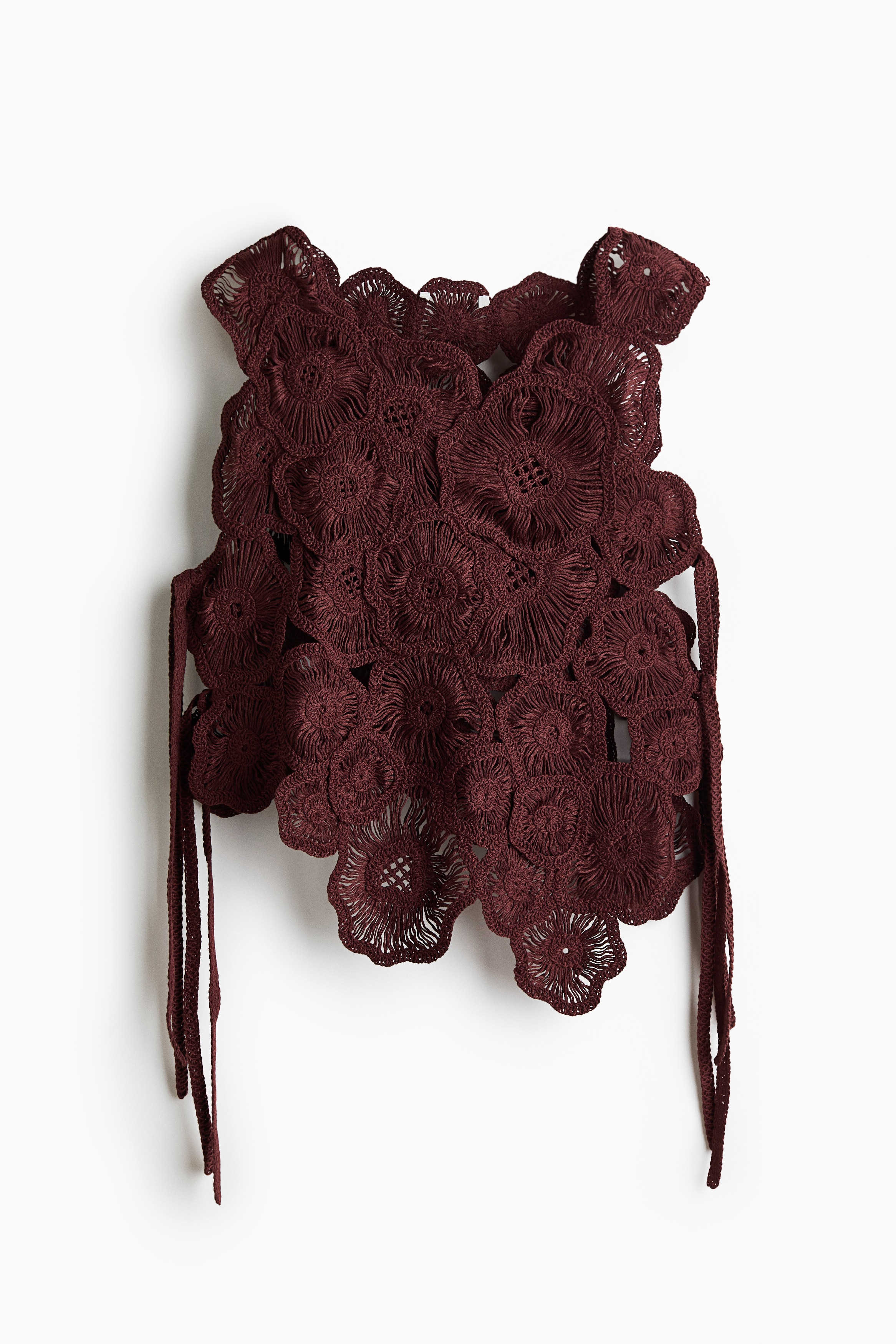 Virkatun näköinen epäsymmetrinen pusero - Tummanruskea