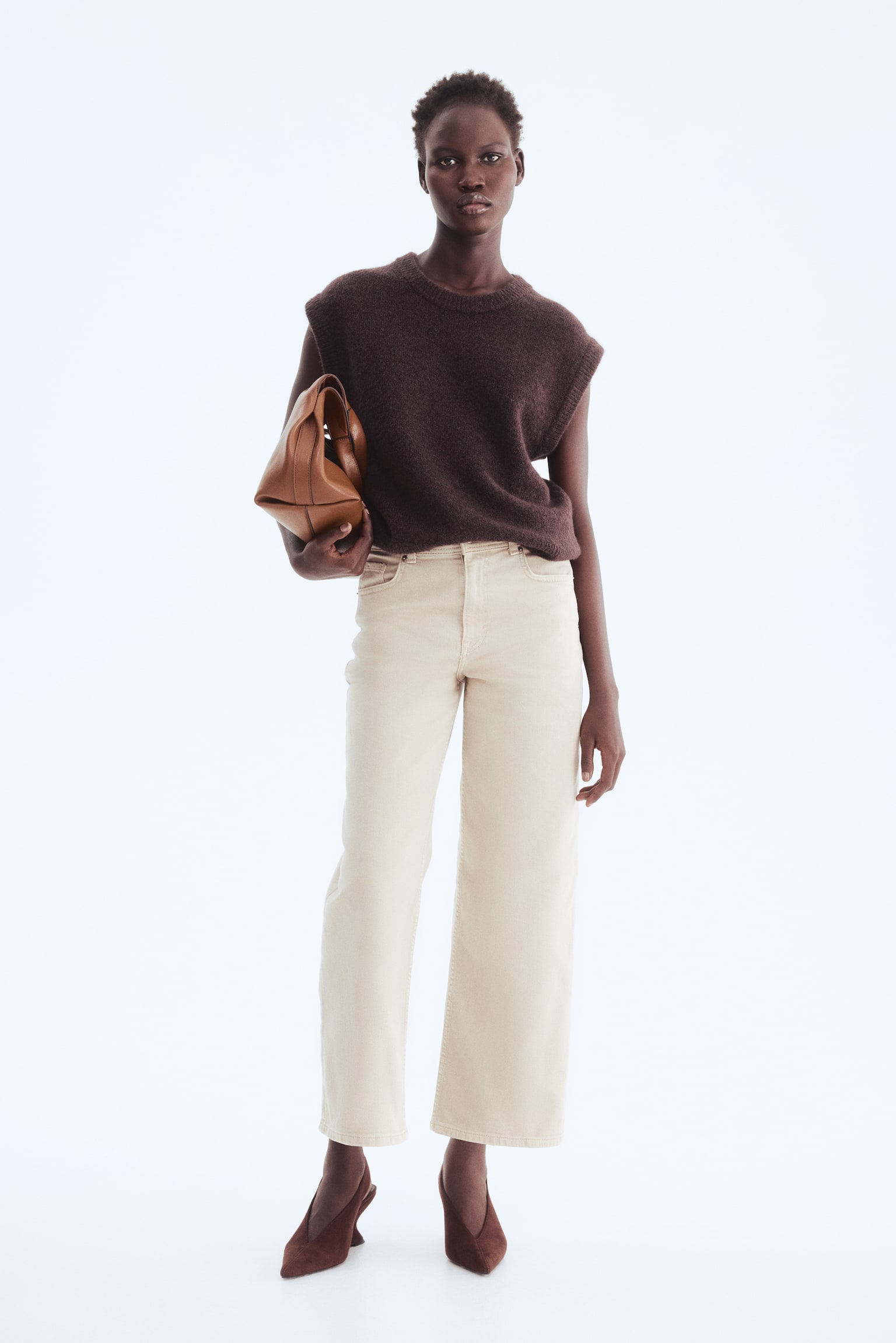 Wide High Waist Ankle Jeans - Beige/Denimblå/Vit/Mörk denimblå/Ljus denimblå - 1