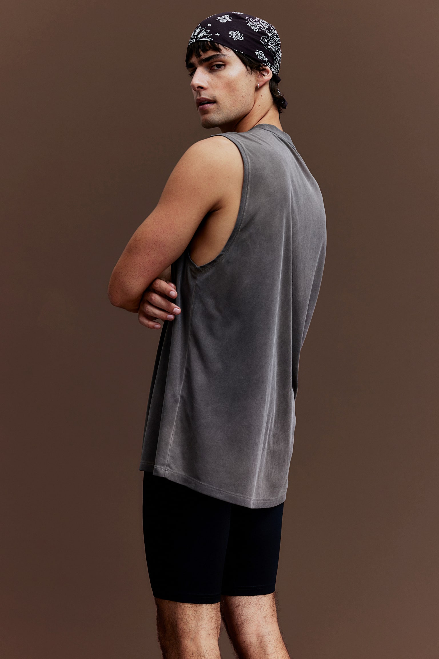 Regular Fit Sports vest top in DryMove™ - Vintage brown/Vintage black - 1