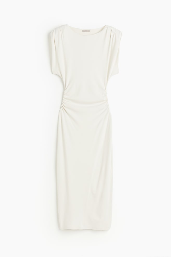 Shoulder-pad dress - Cream/Black - 2