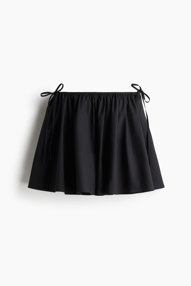 Tie-detail circular mini skirt - Black/Navy blue - 1