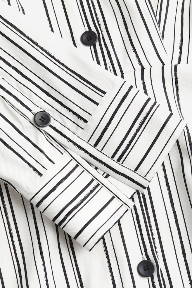 Linen-blend shirt dress - White/Striped - 4