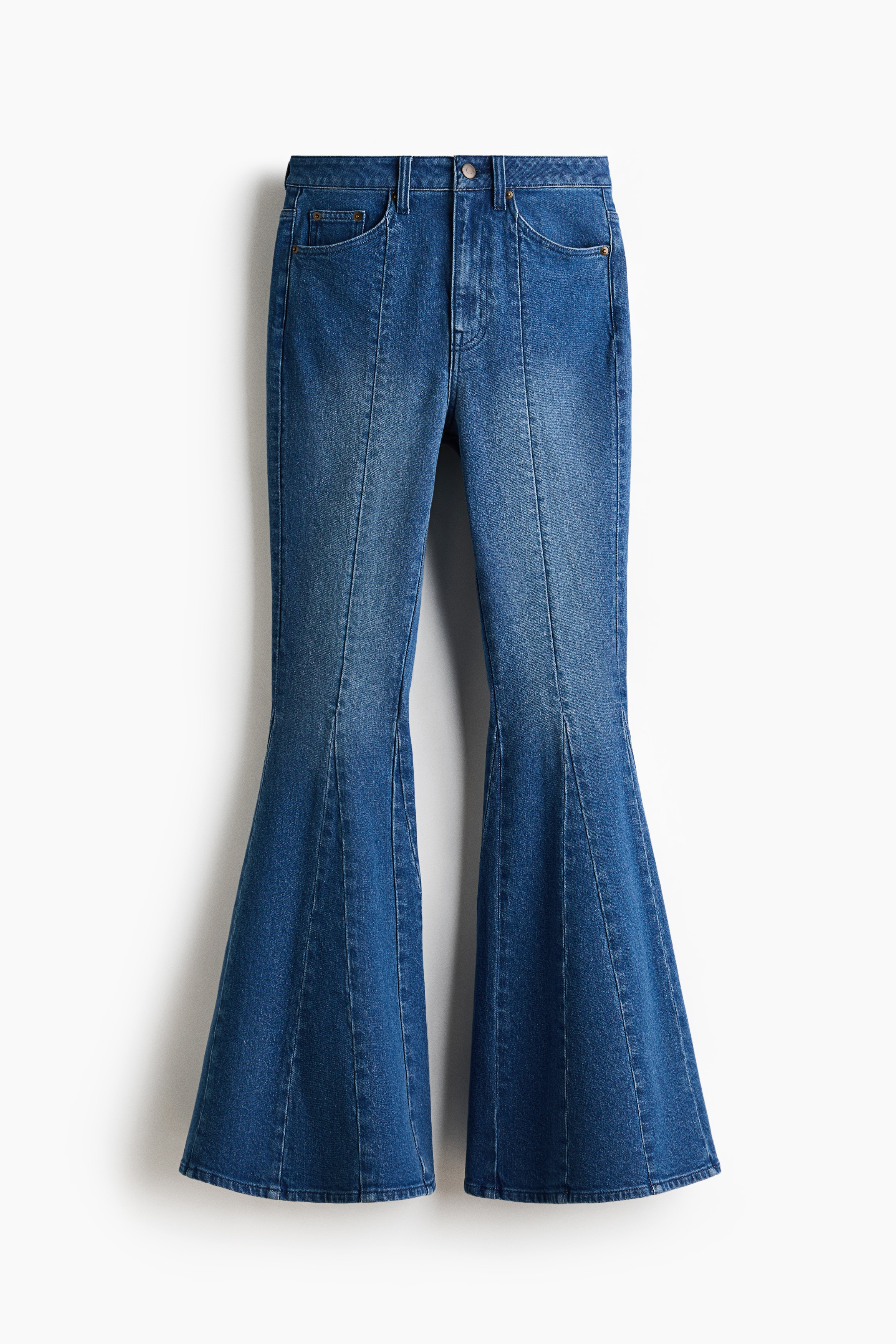 喇叭中腰牛仔褲 - 丹寧藍/淺丹寧藍