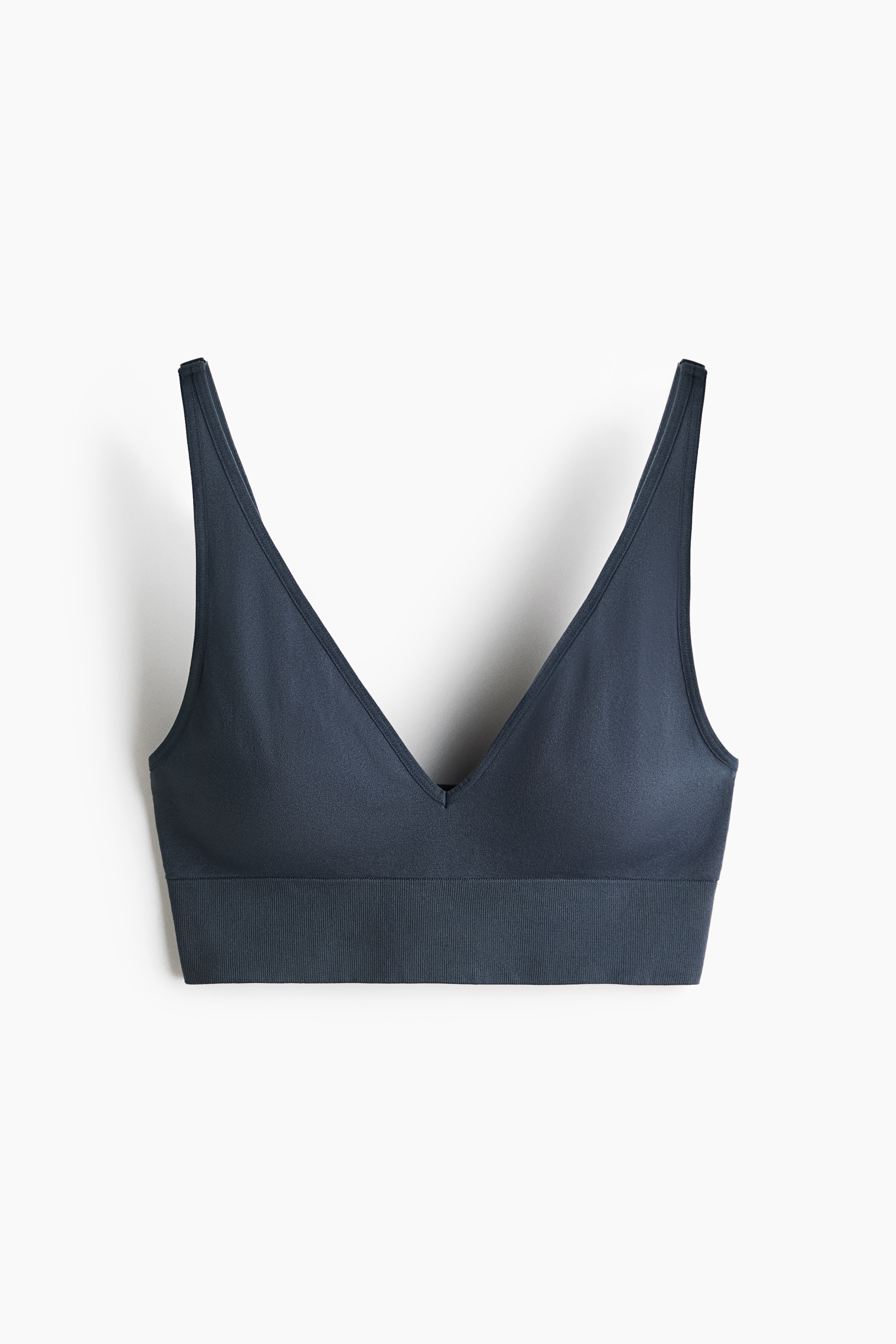 Seamless Padded Soft-Cup Bra - Navy blue/Cream/Black