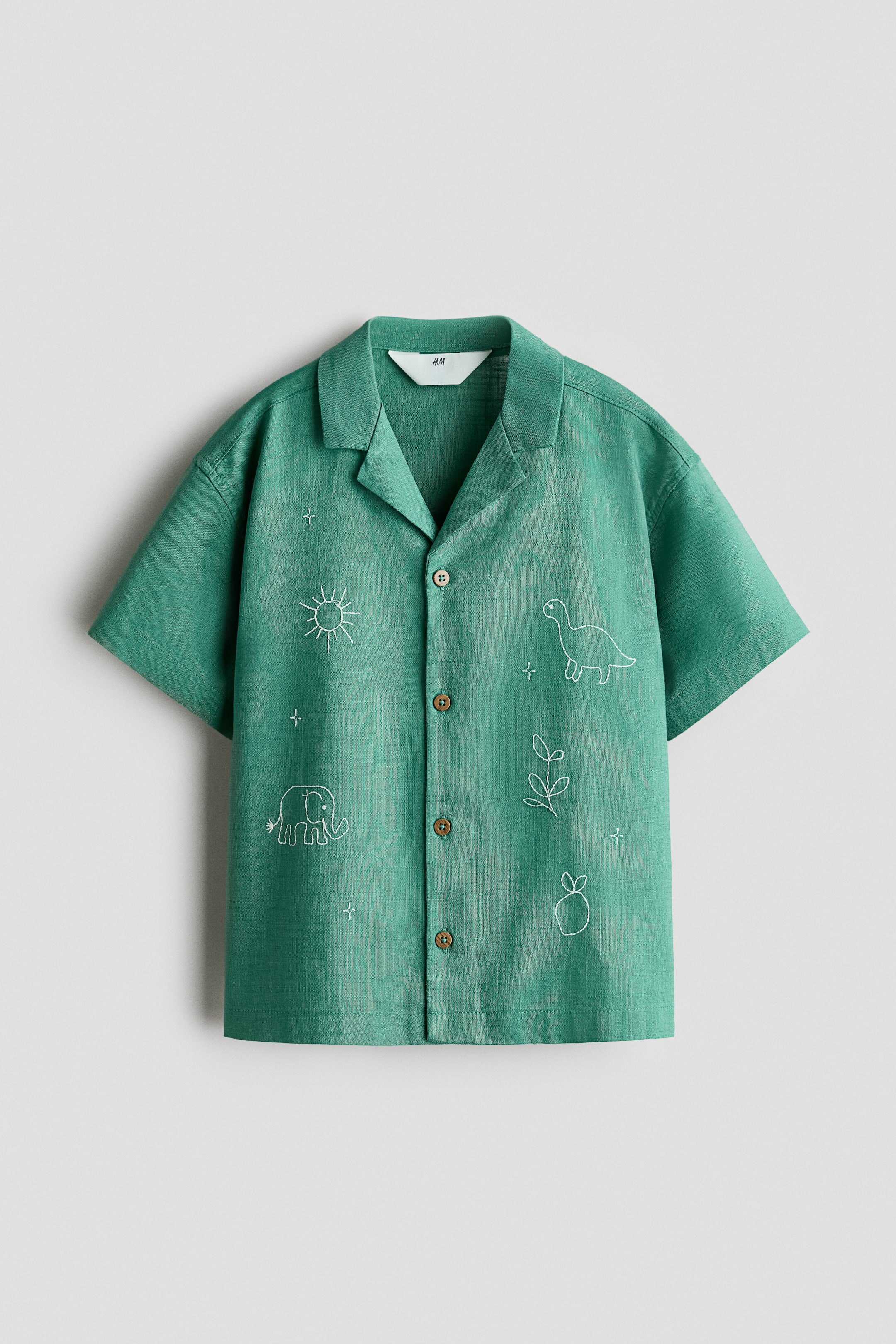 View larger image: Cotton resort shirt - Green/Dinosaur - Kids | H&M 1
