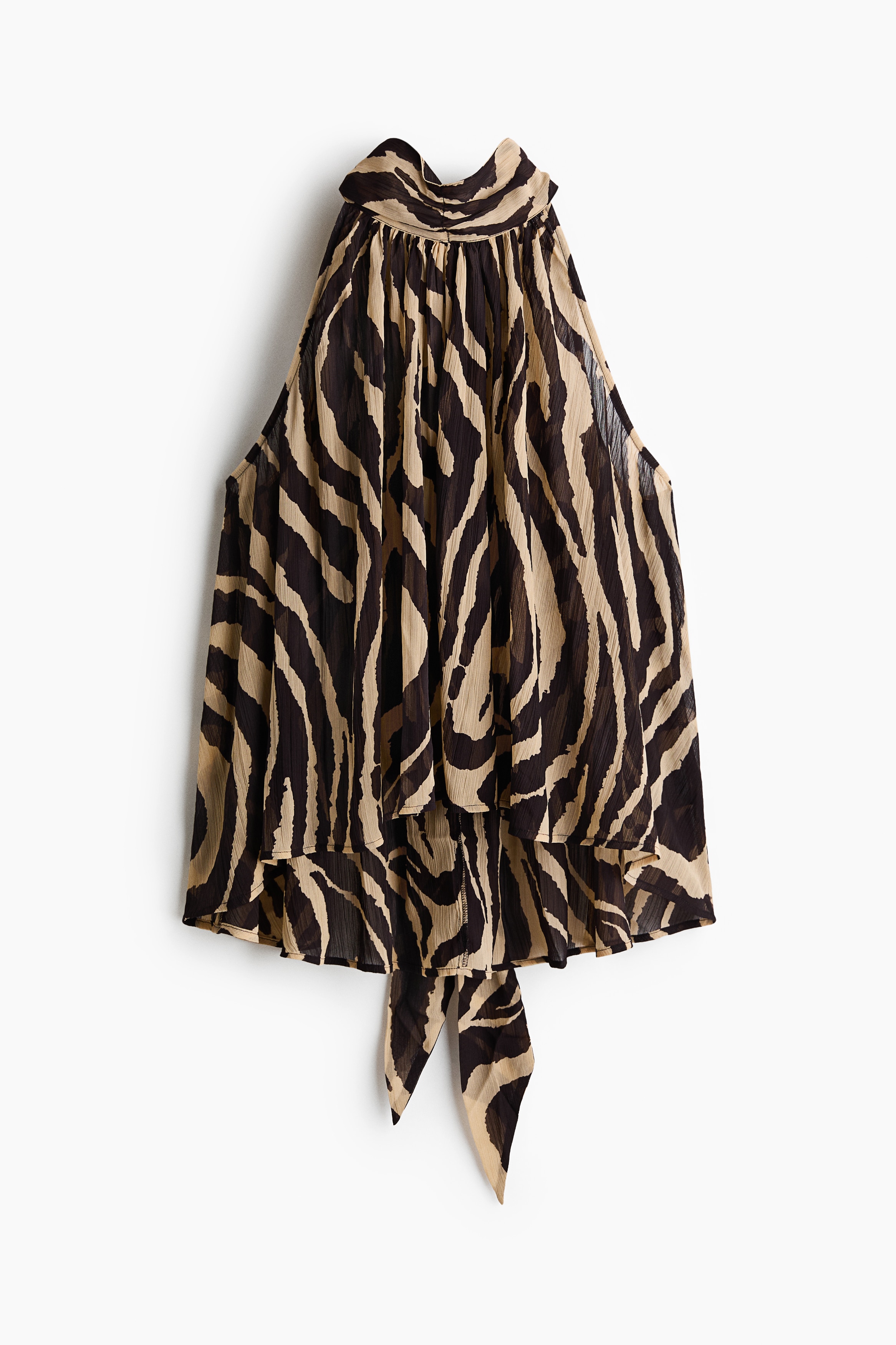 Tie-detail chiffon top - Beige/Zebra print/Khaki green