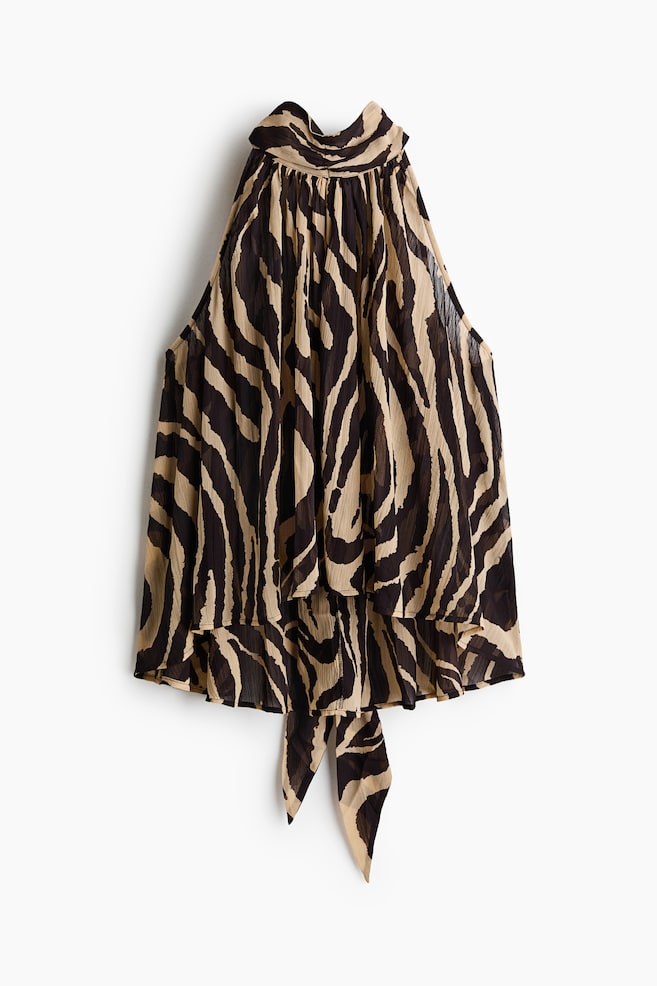 Tie-Detail Chiffon Top - Beige/zebra print/Cream/floral - 1