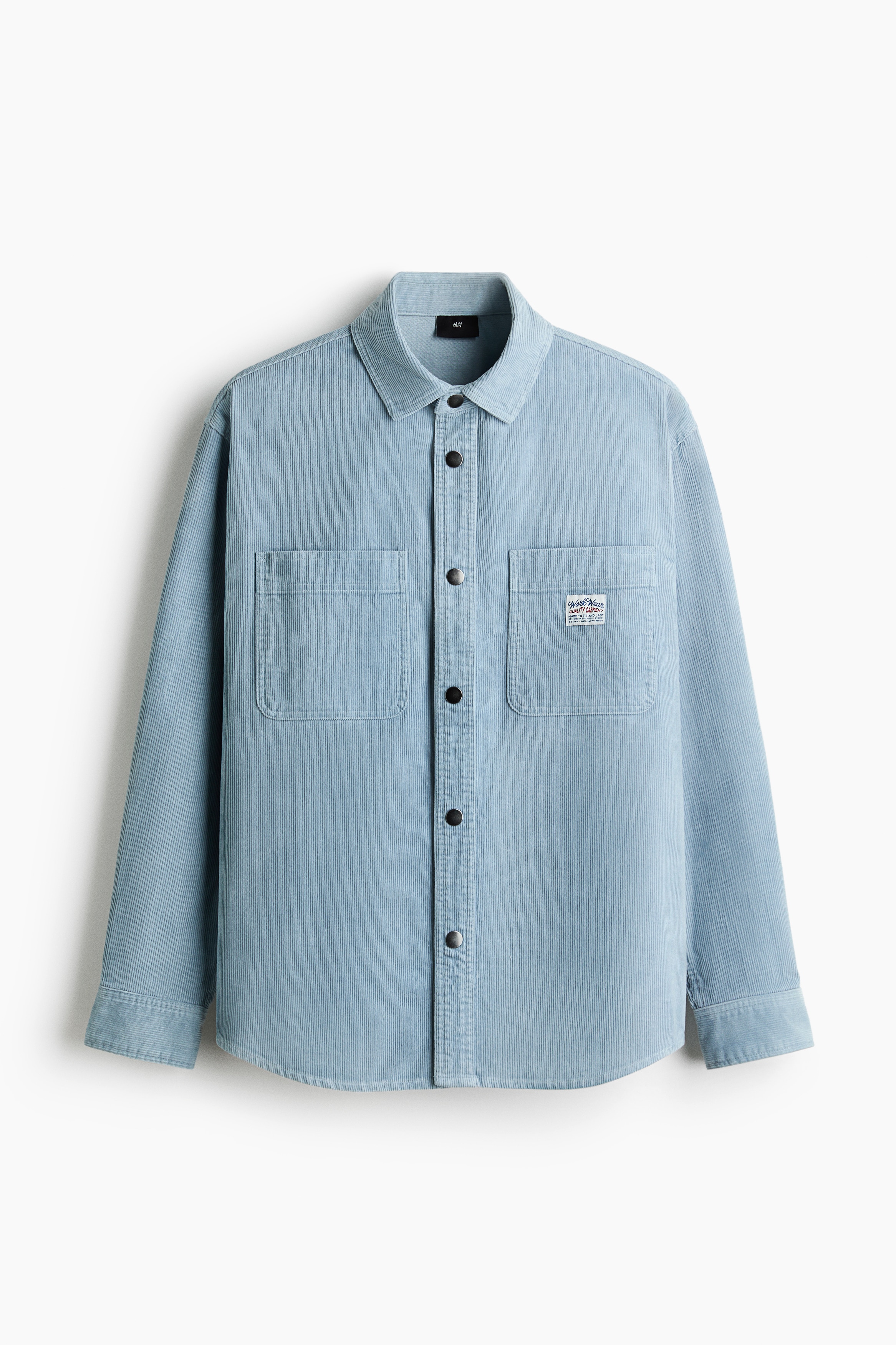 Oversized Cotton Corduroy Shirt - Light blue/Light beige/Dark brown