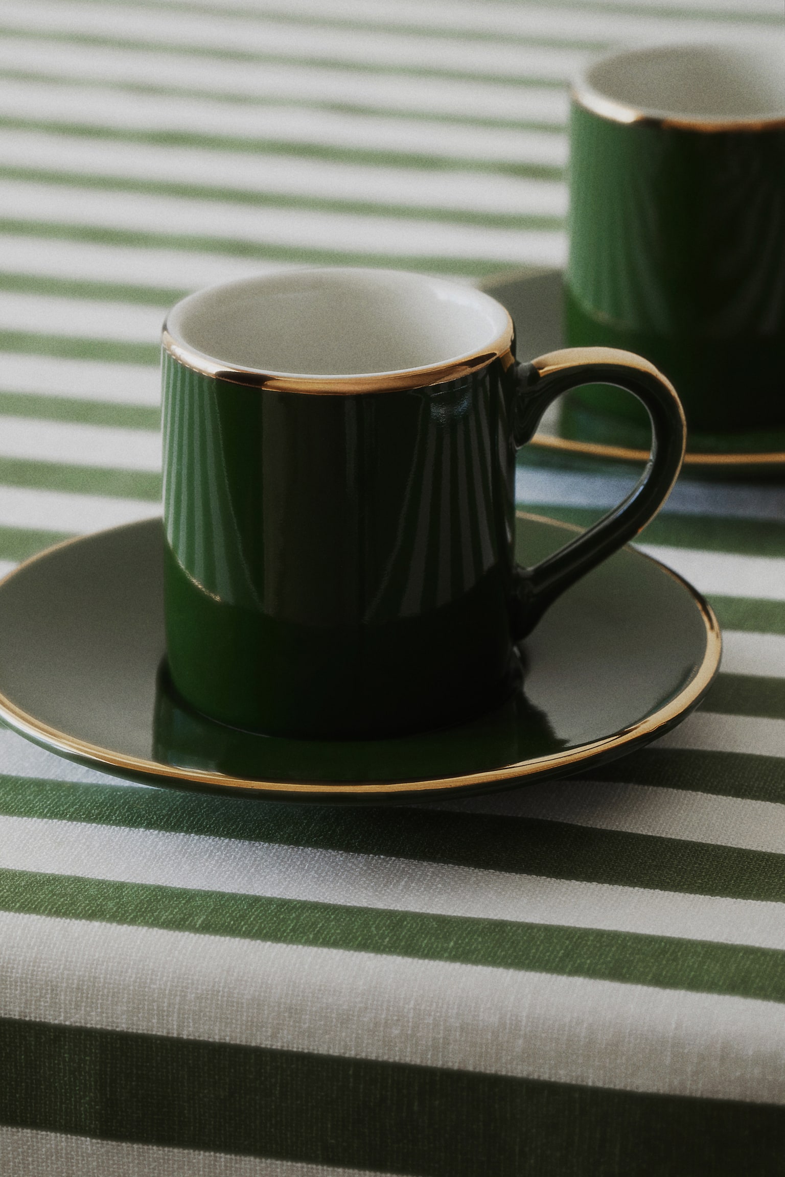 2-pack espresso cup and saucer - Dark green/White/Leopard print/Light pink/Black - 2