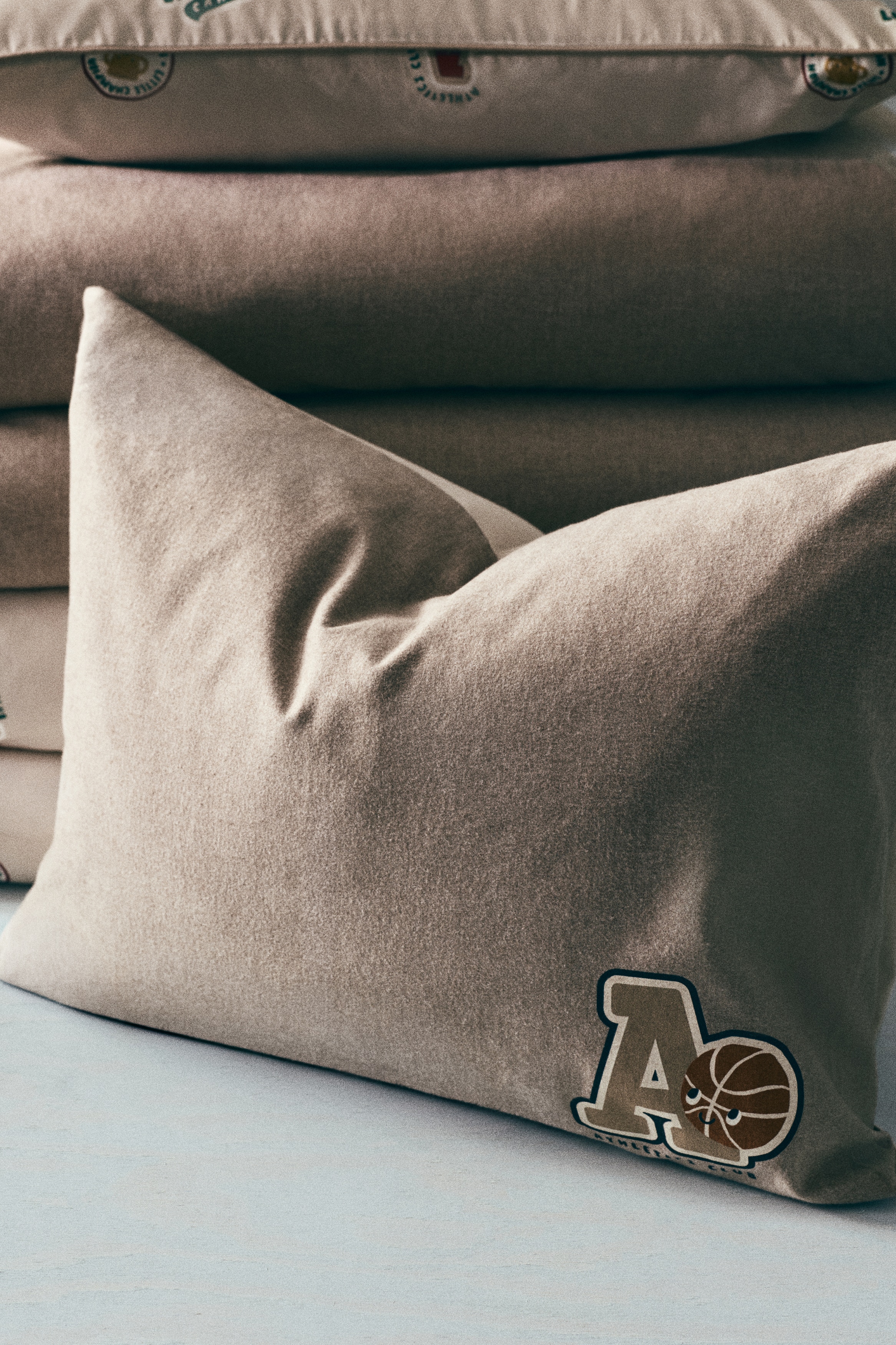 Flannel duvet cover set - Beige/Athletics Club