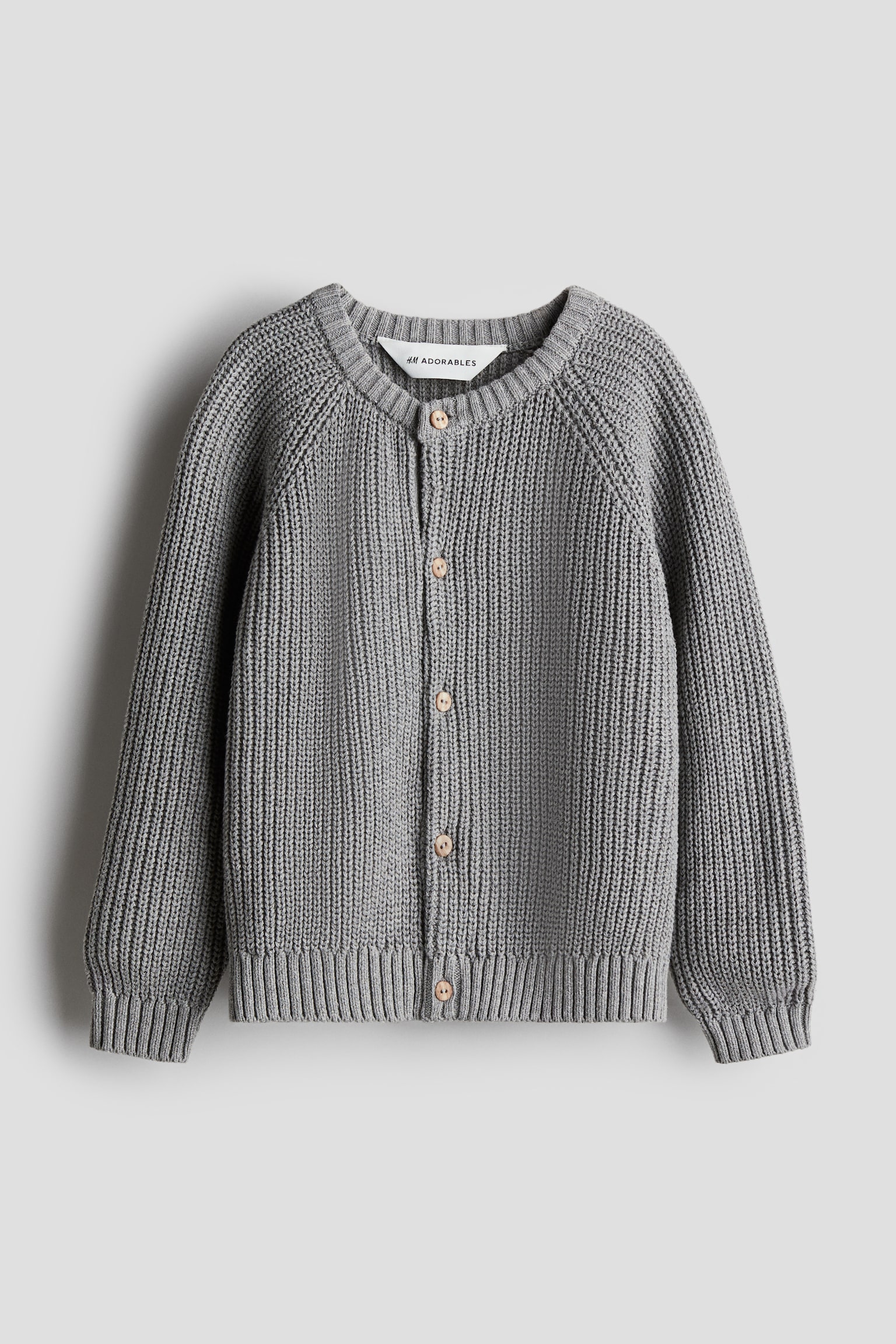 Cotton-knit cardigan - Grey/Light beige - 1