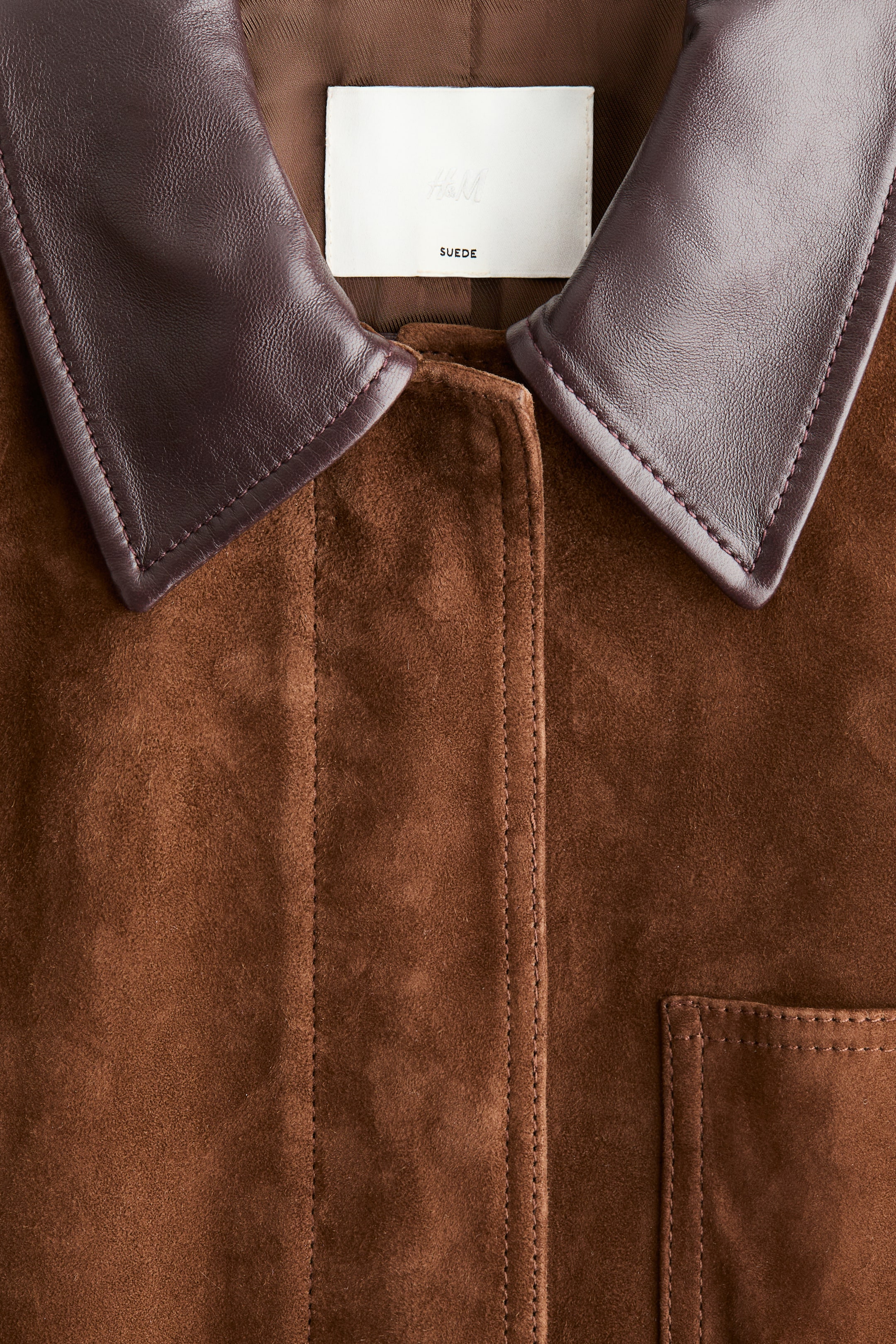 Veste en cuir velours avec col