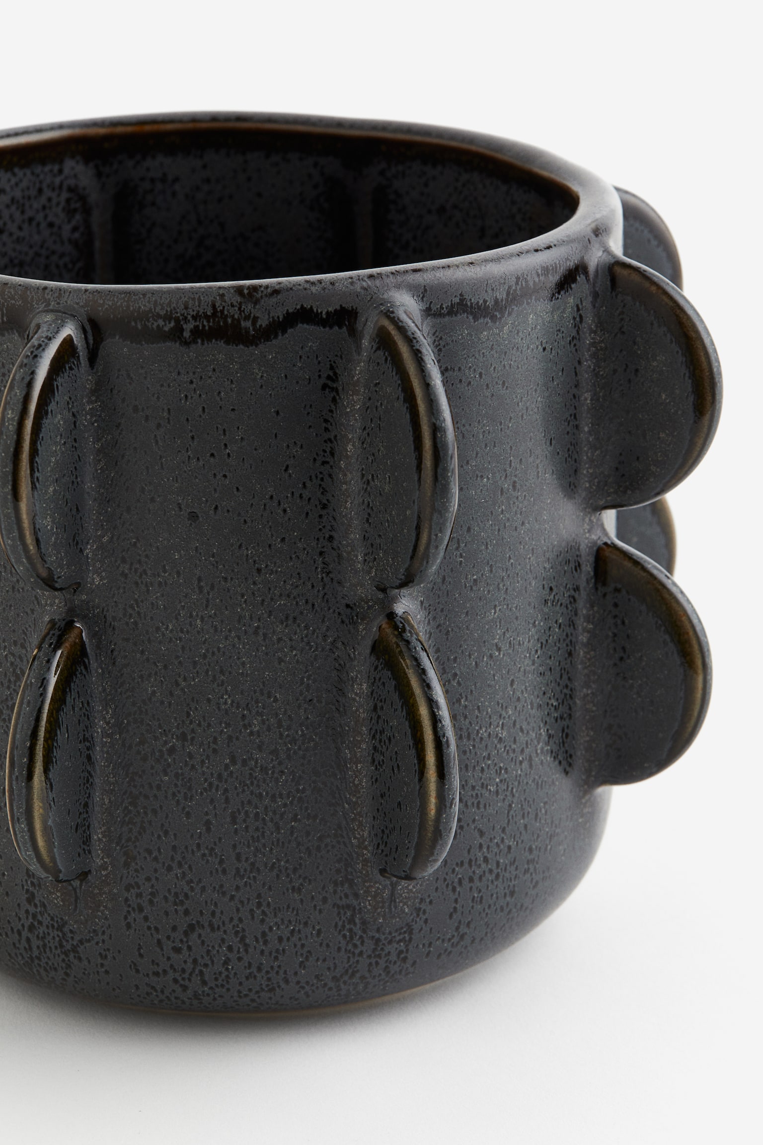 Reactive-glaze stoneware plant pot - Black - 4