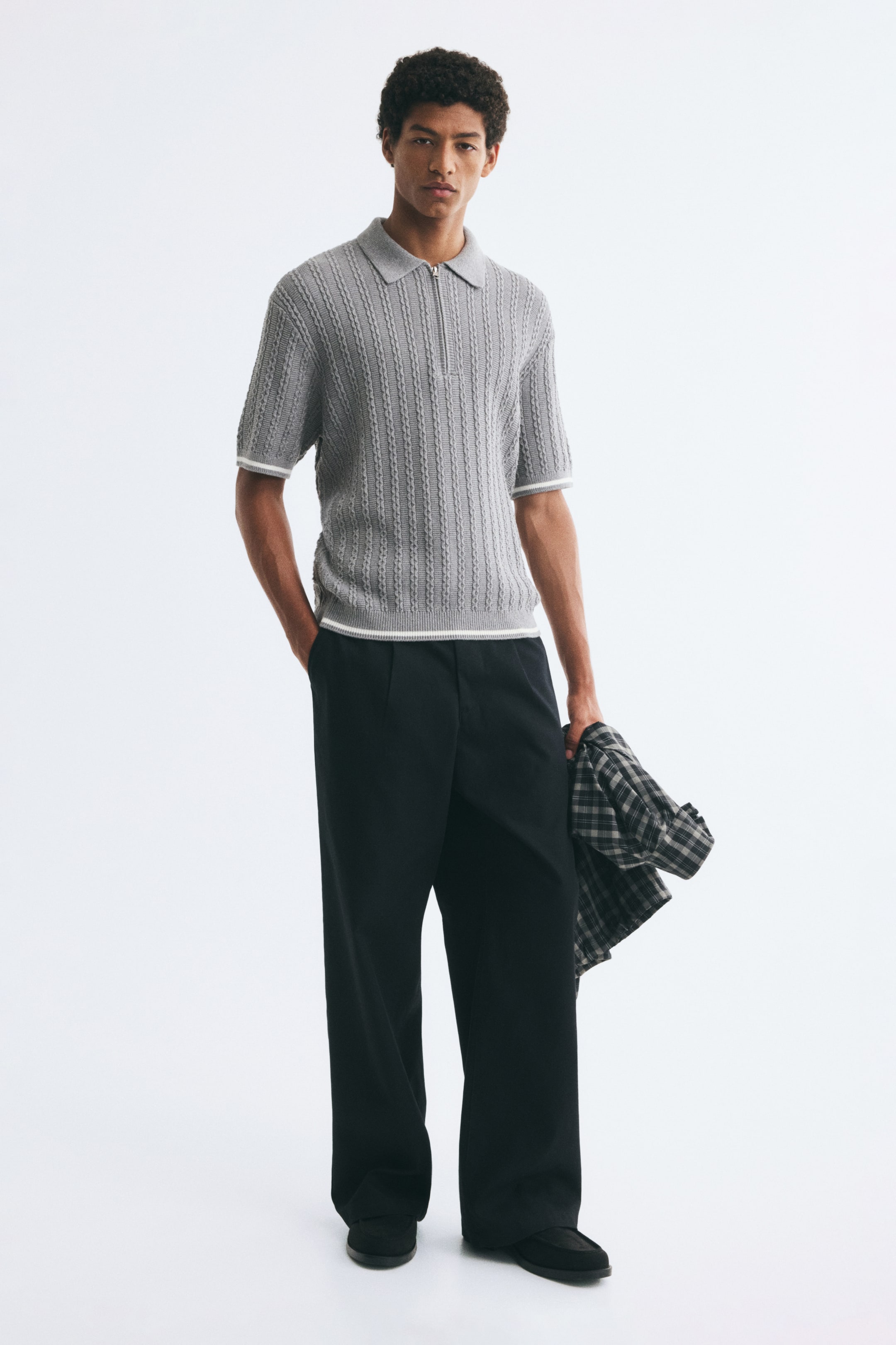 Relaxed-Fit Half-Zip Polo Shirt