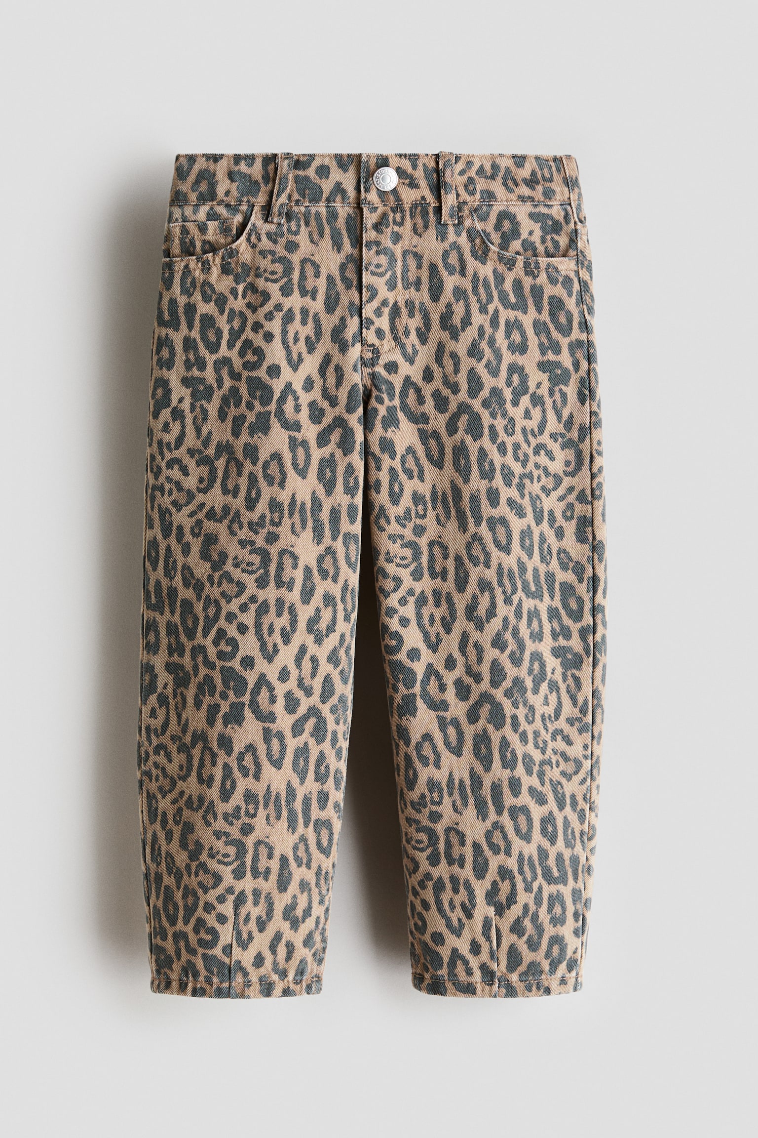Barrel-leg cotton trousers - Beige/Leopard print/Dusty blue/Leopard print
