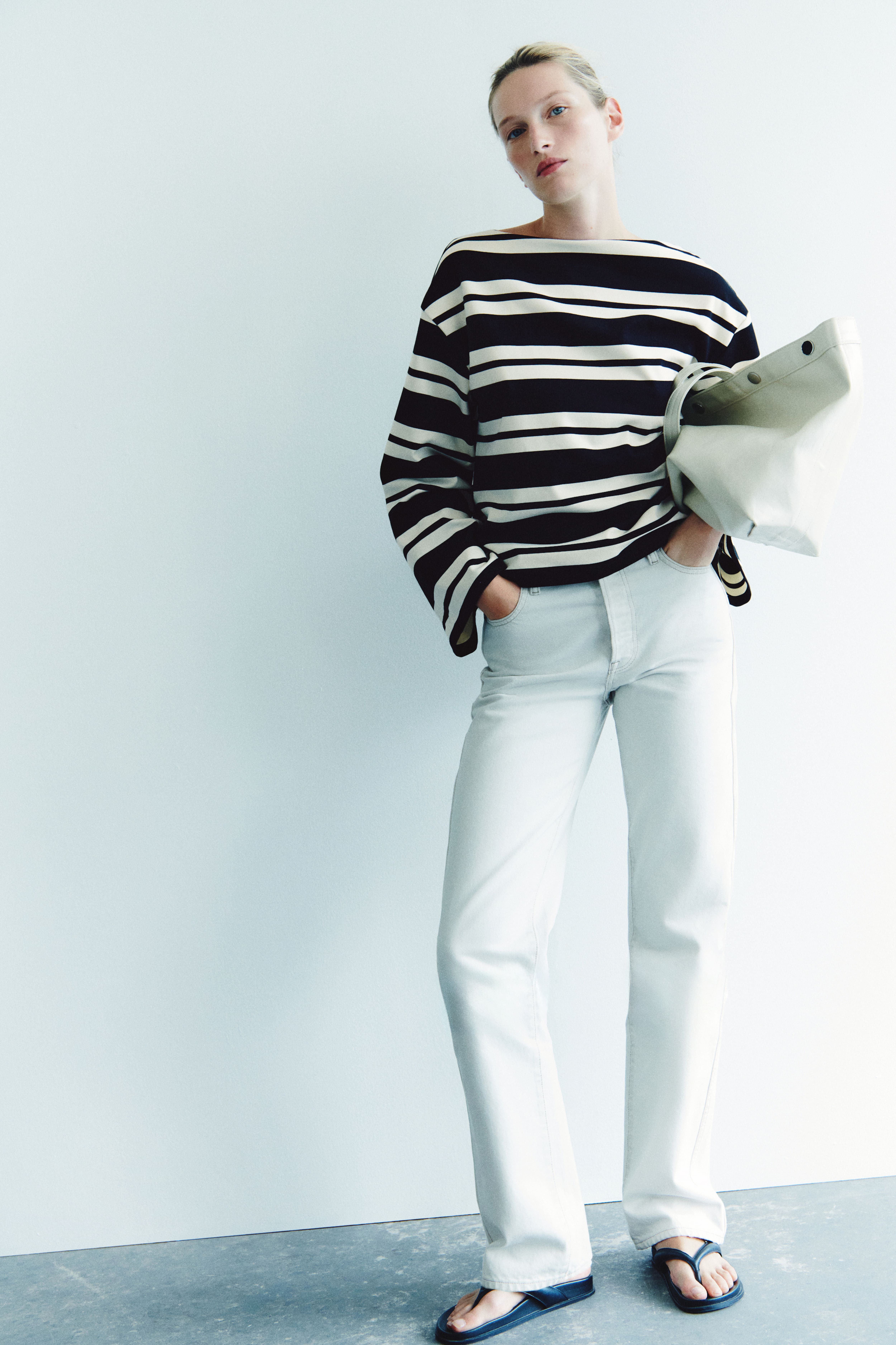 Long-Sleeved Boat-Neck Top