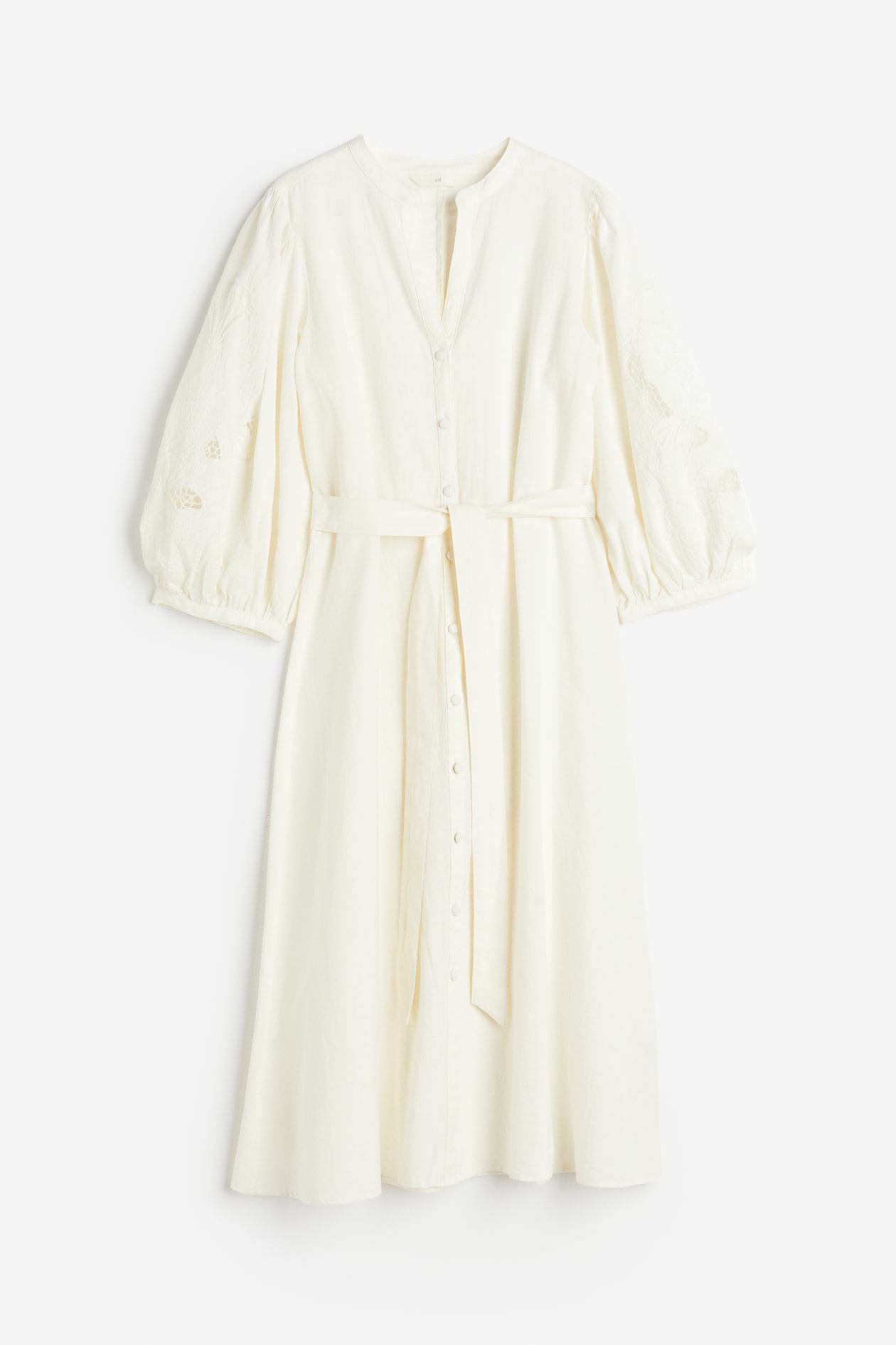 Jurk met broderie anglaise Roomwit DAMES H&M NL - Main Image