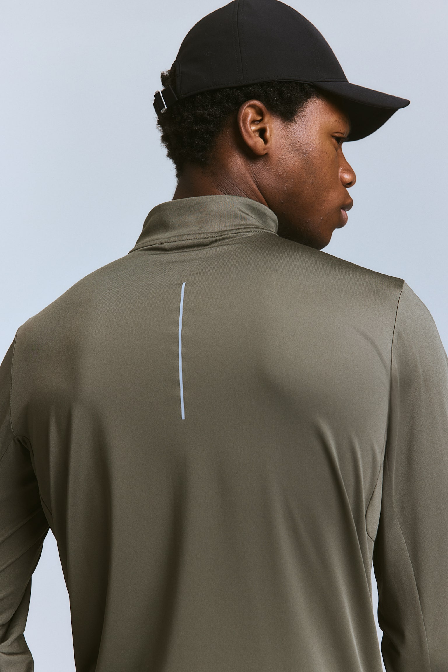 Regular Fit Zip-top sports top in DryMove™ - Khaki green/Black - 7