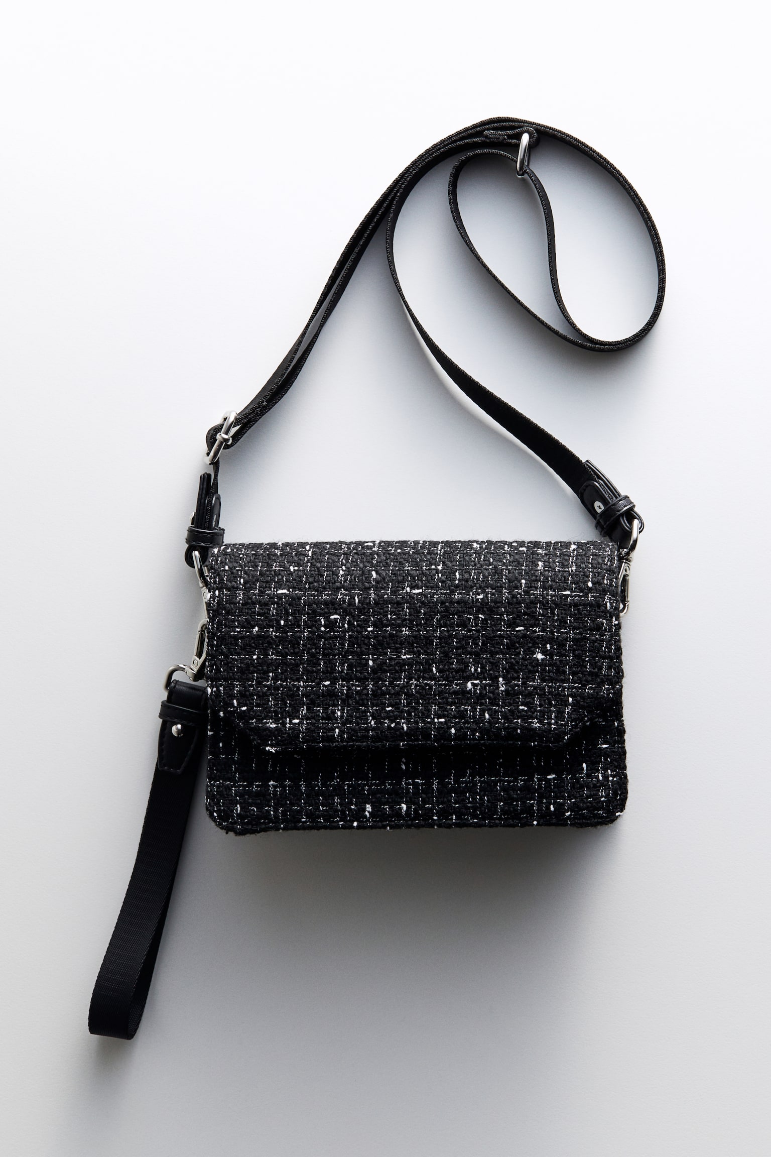 Bouclé crossbody bag - Black - 1