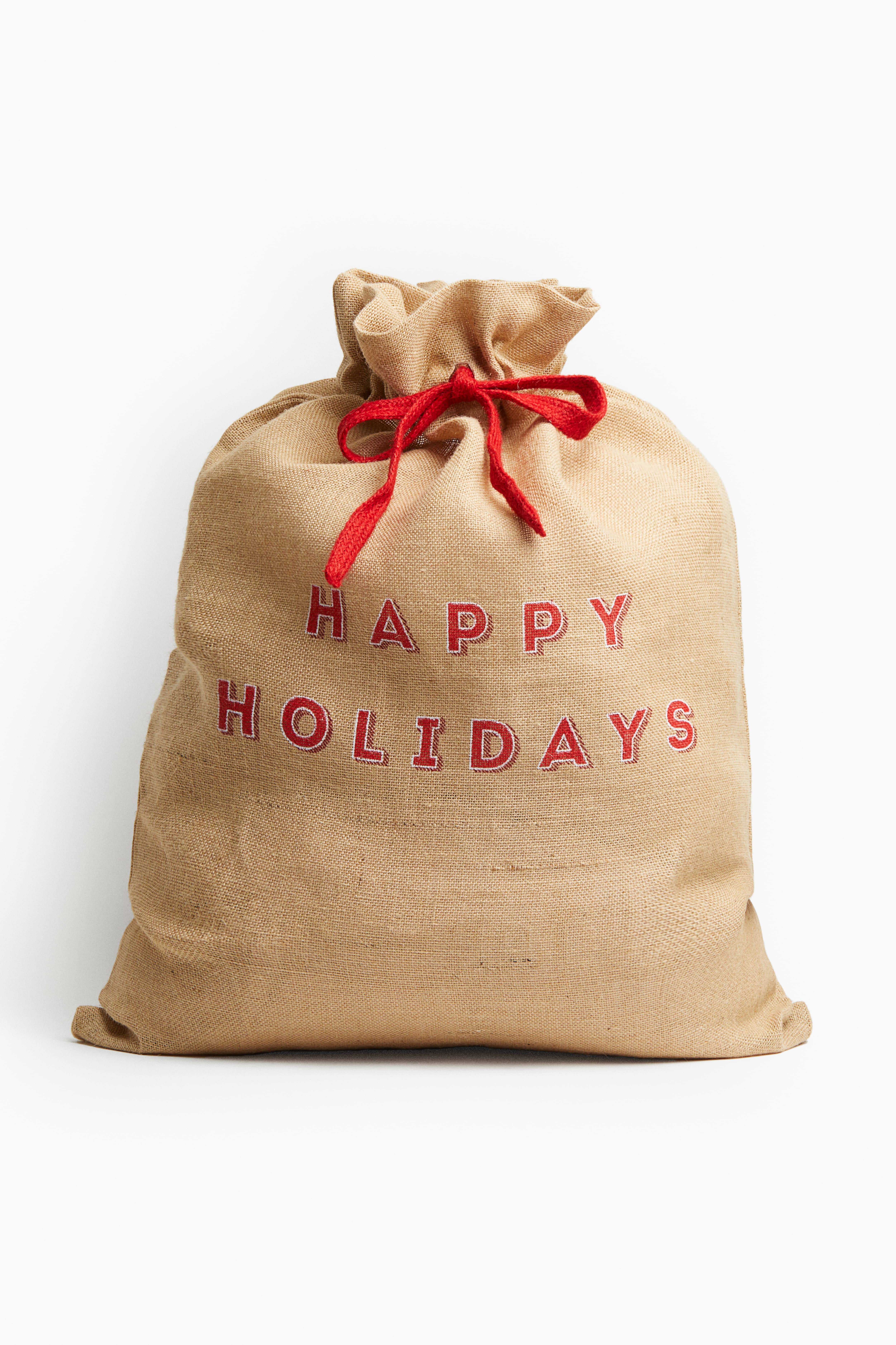 Jute santa sack Beige Happy Holidays Home All H M CA