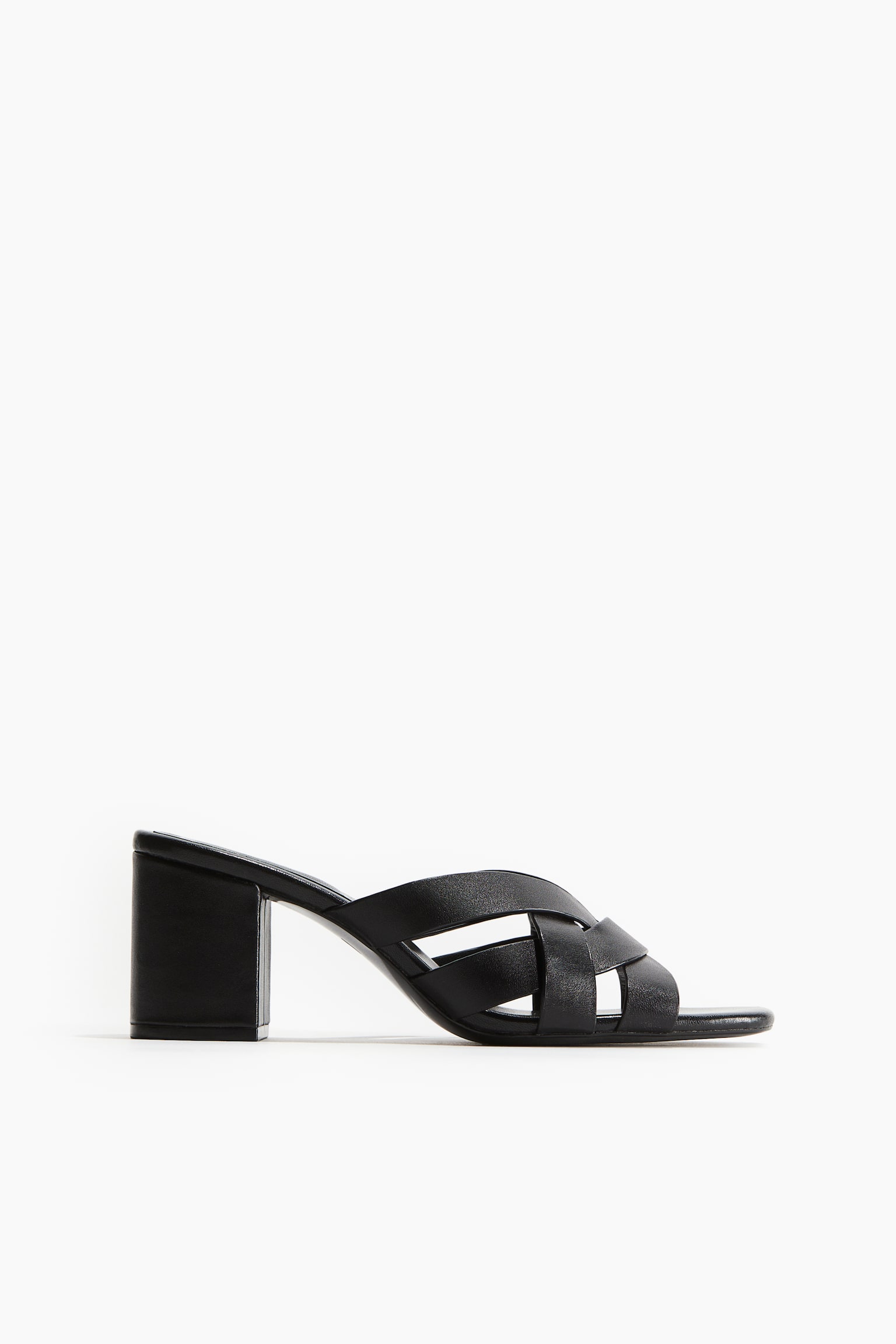 Heeled Leather Sandals - Black - 1