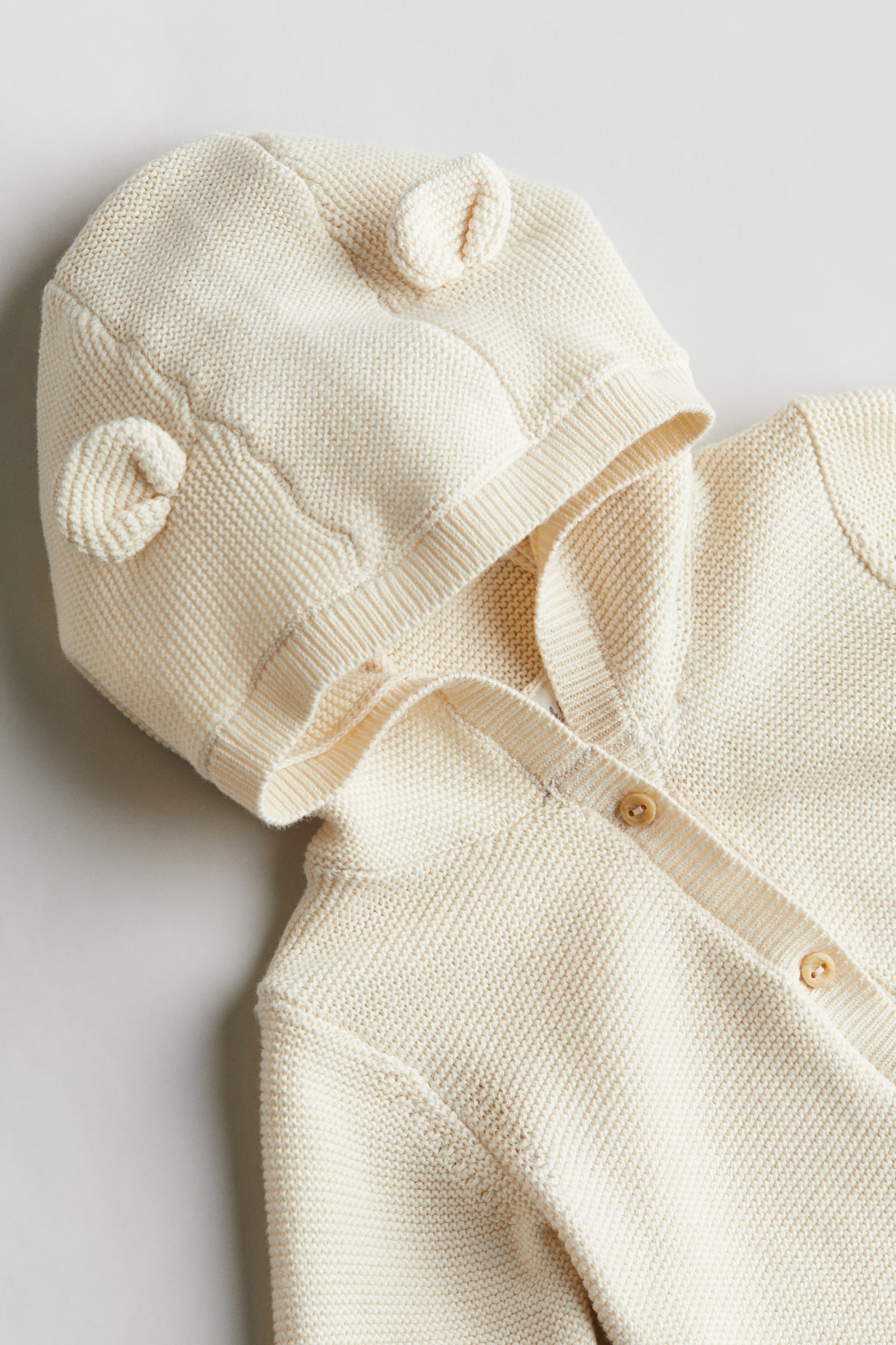 Cotton-knit romper suit - Cream/Beige - 2