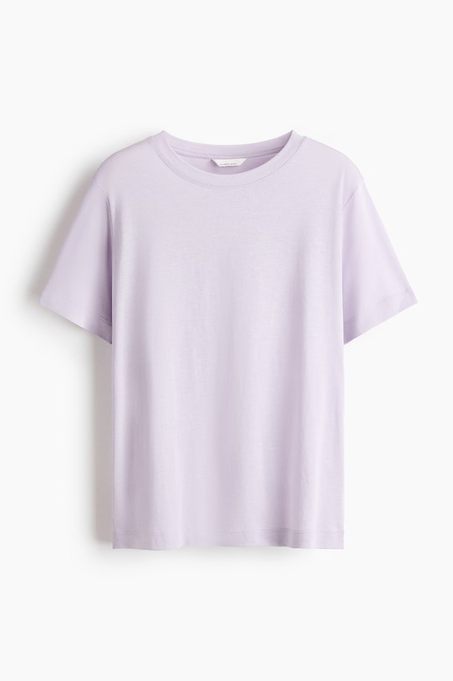 T-shirt en soie mélangée - Lilas/Blanc/Vert kaki foncé/Noir - 1