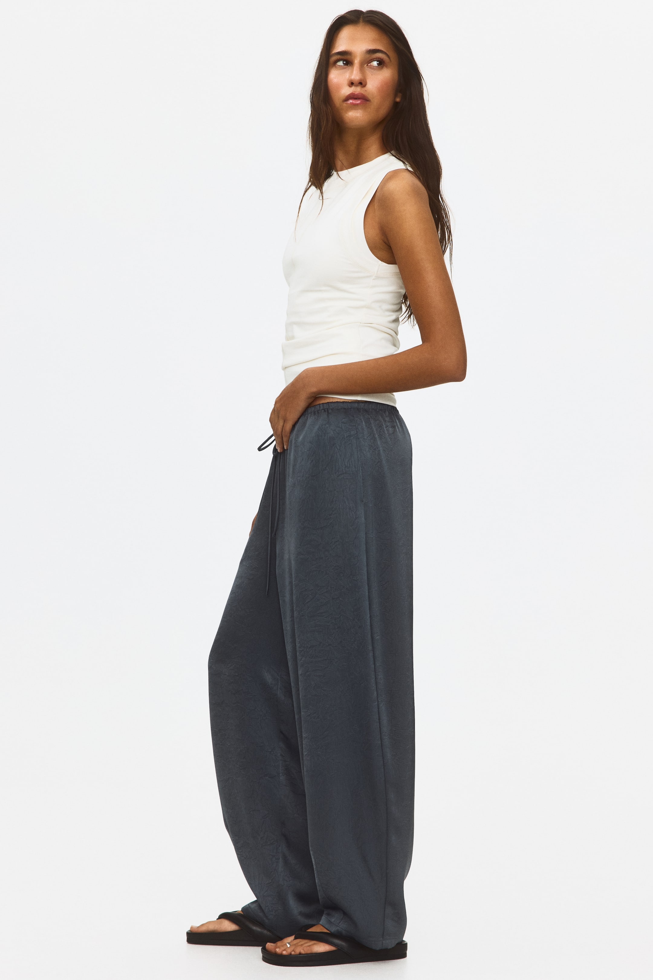 Crinkled Satin Pants