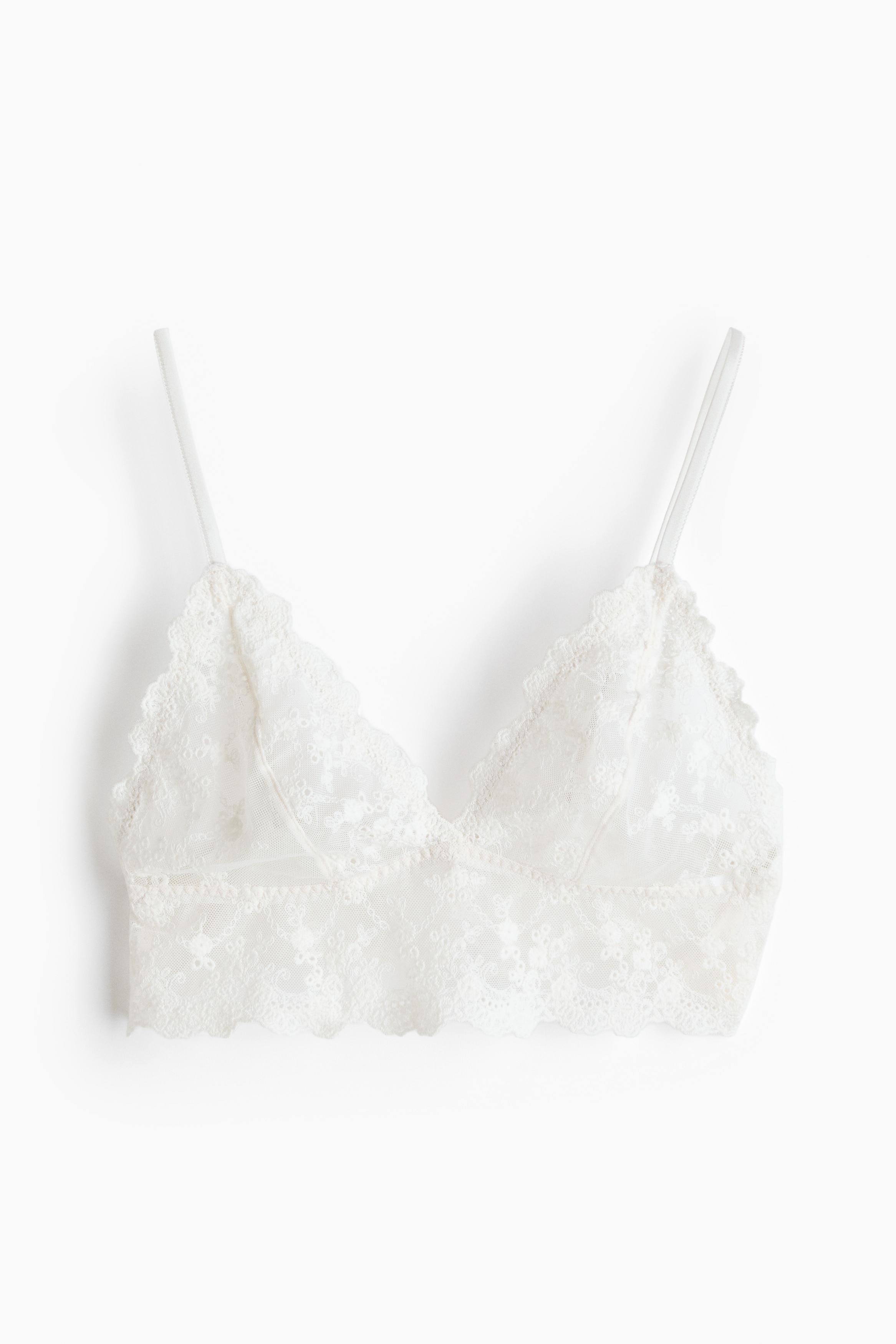 Bralette med broderier - Hvid/Sort