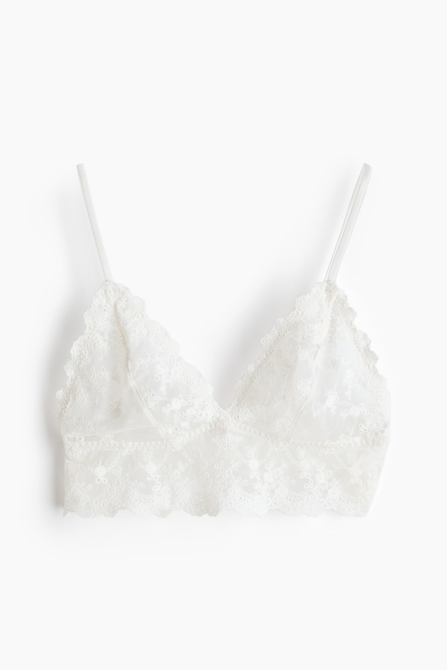 Sutien bralette cu broderie - Alb/Negru - 1