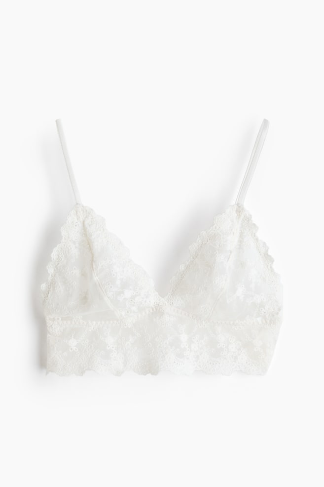 Bralette brodée - Blanc/Noir - 1