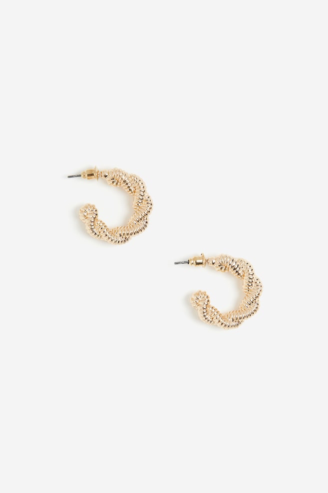 Braided hoop earrings - Gold-coloured - 1