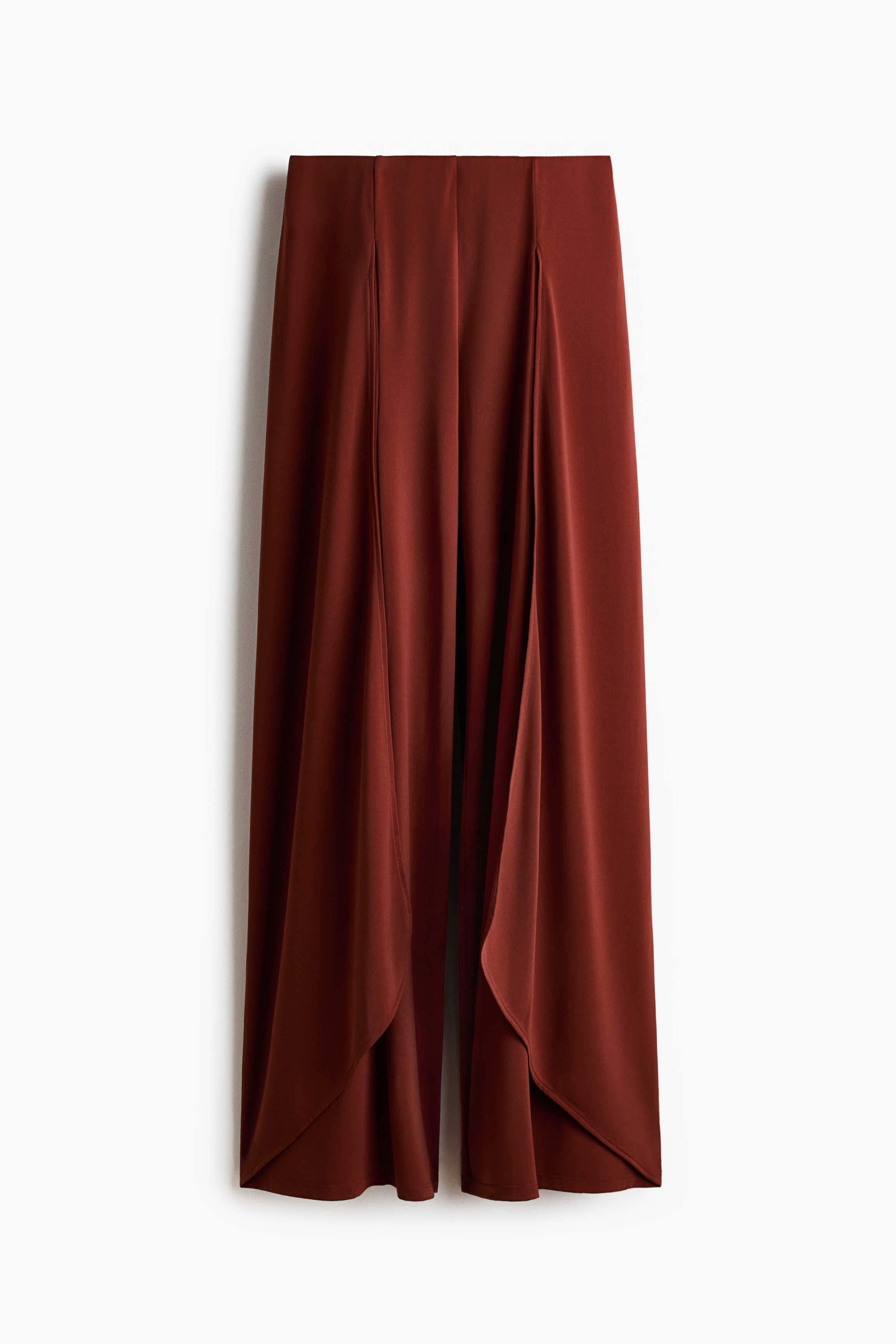Wide-Leg Jersey Pants - Rust red/Black