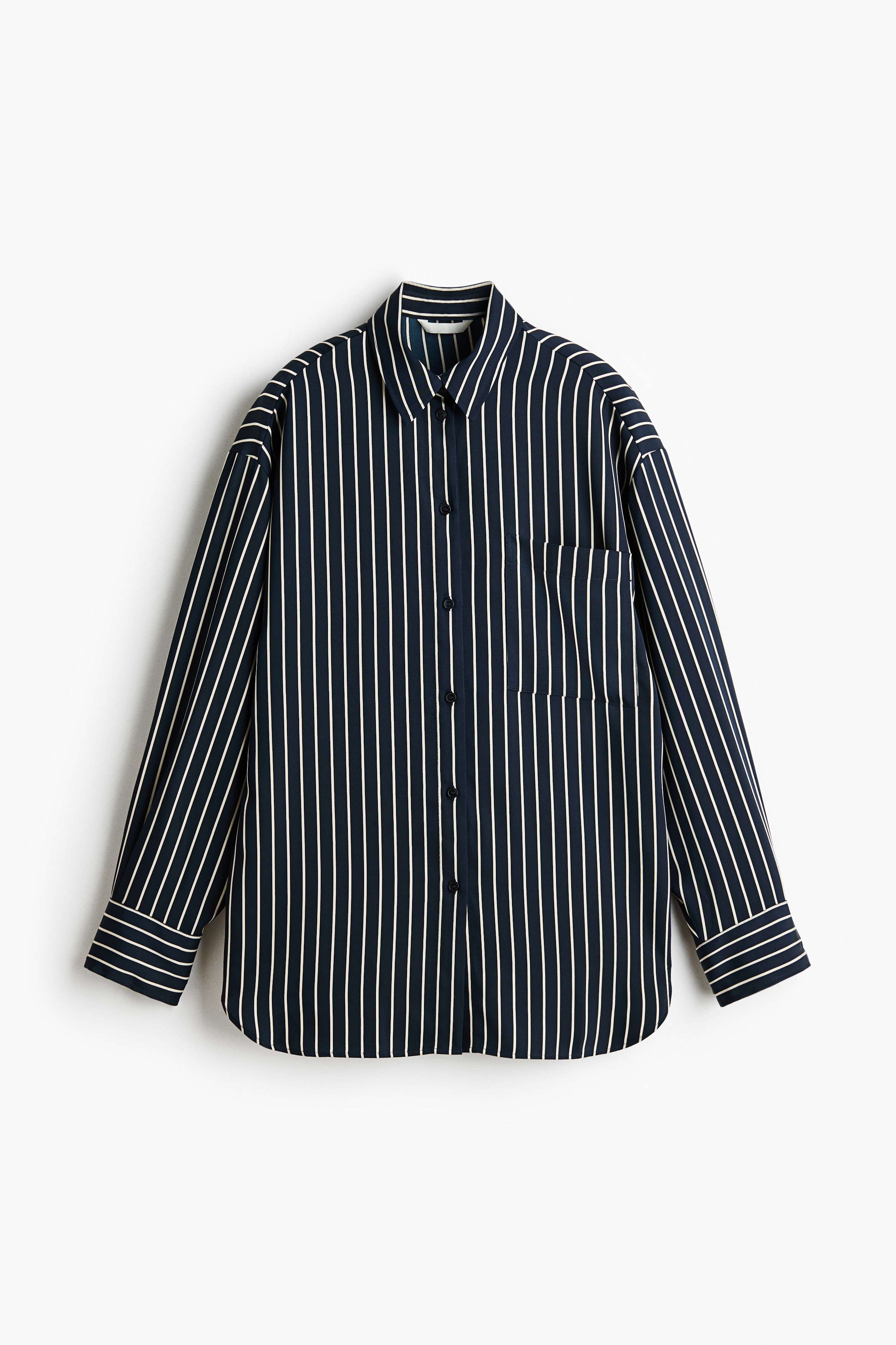 Loose-Fit Twill Shirt - Navy blue/striped/Burgundy/striped/Light beige