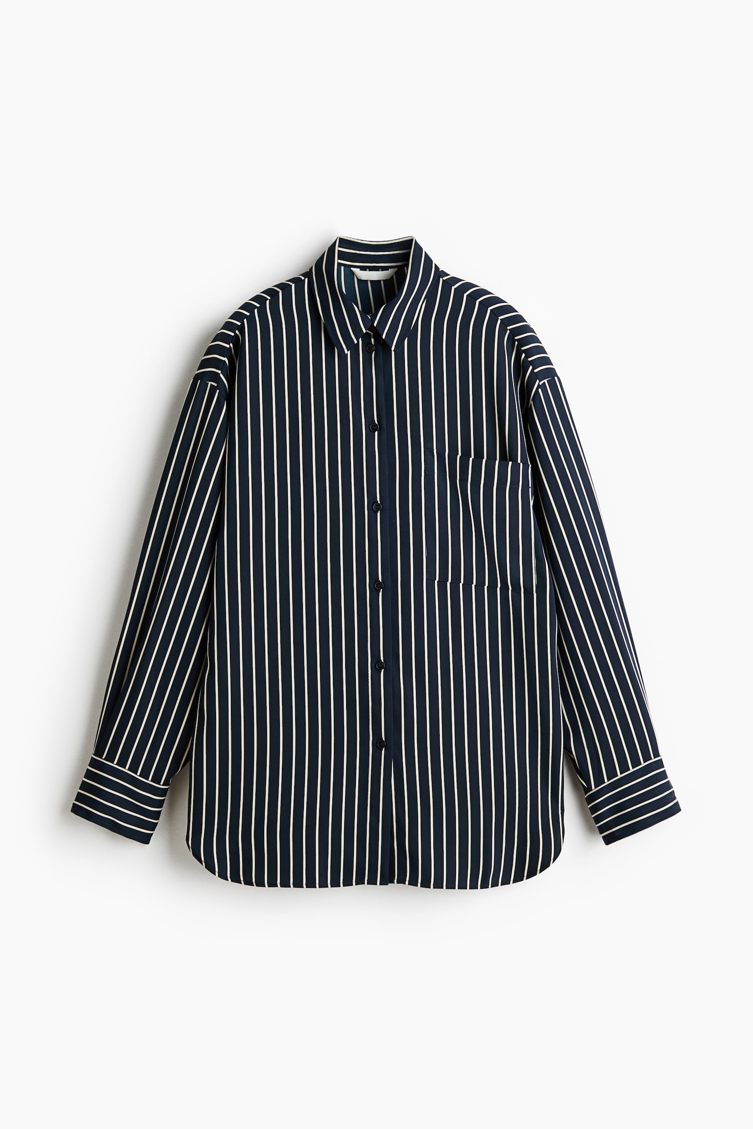 Loose-Fit Twill Shirt - Navy blue/striped/Burgundy/striped/Light beige - 1