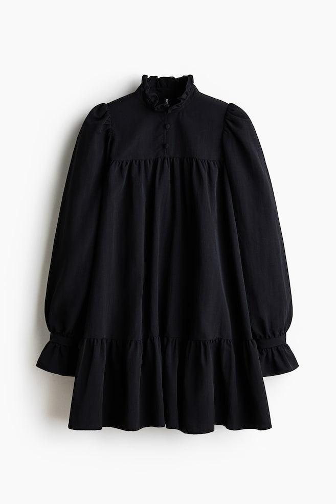 Frill-collared dress - Black - 1