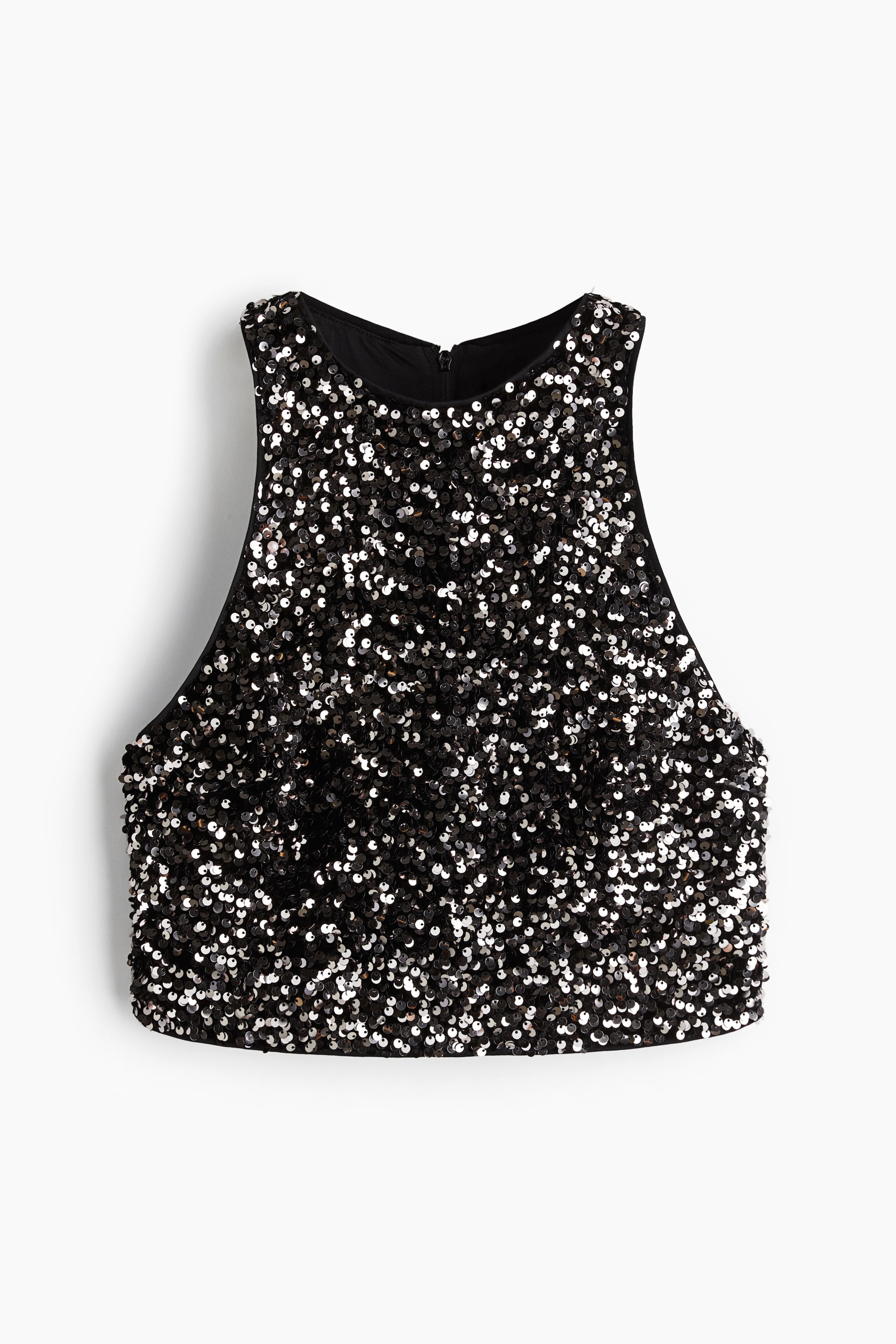 View larger image: Cropped Sequin Top - Silver colour - Ladies | H&M AU 1