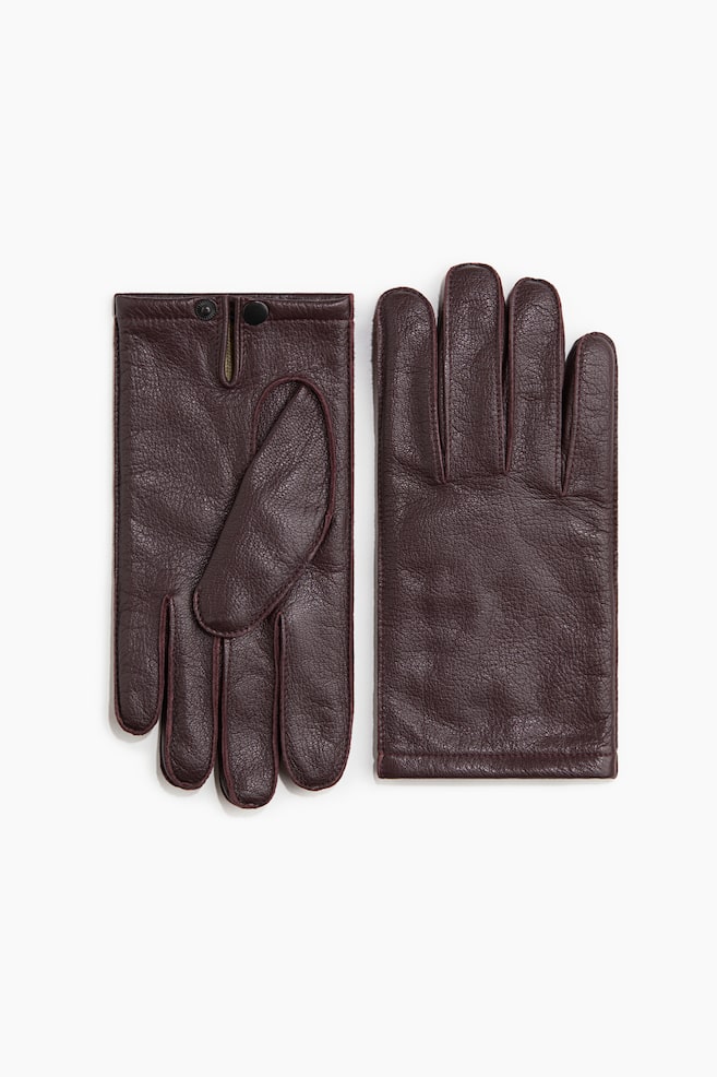 Mănuși din piele - Burgundy/Verde-kaki închis - 1