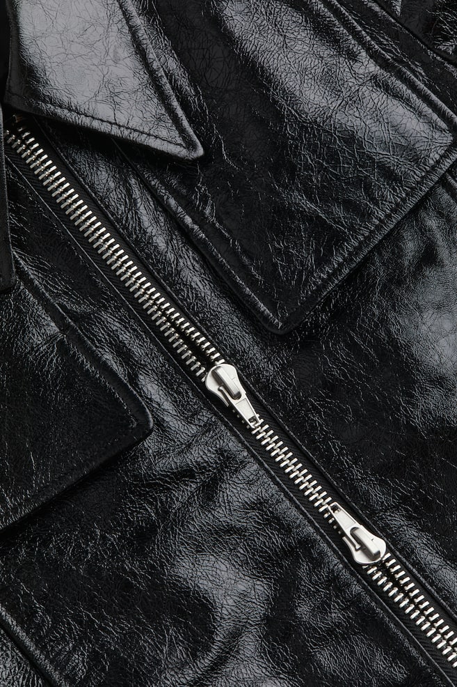 Leather biker jacket - Midnight black - 5