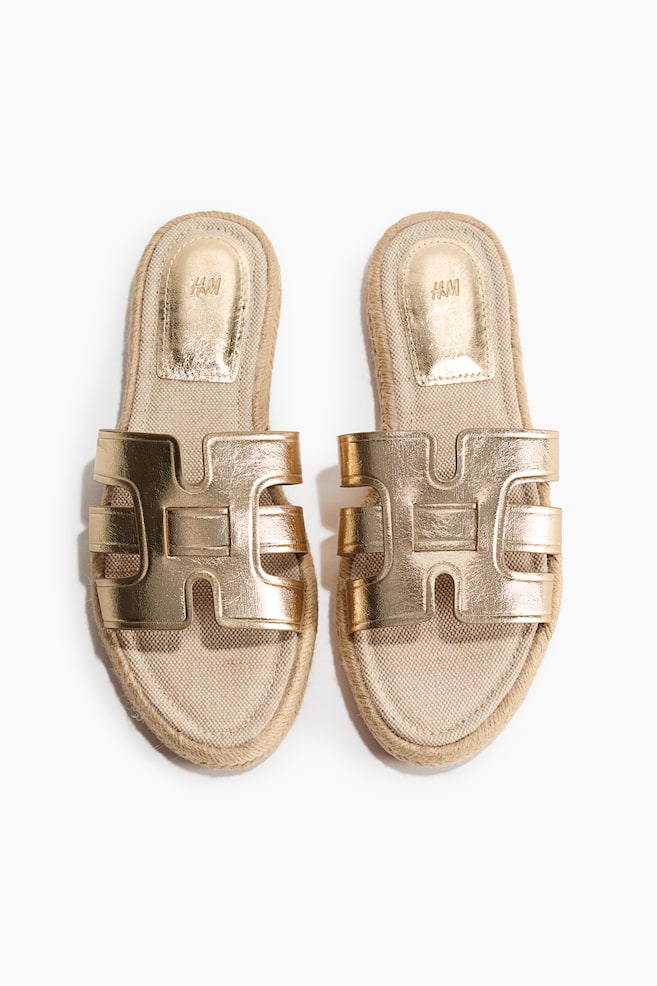 Espadrille Sandals - Gold-colored/Dark brown - 1