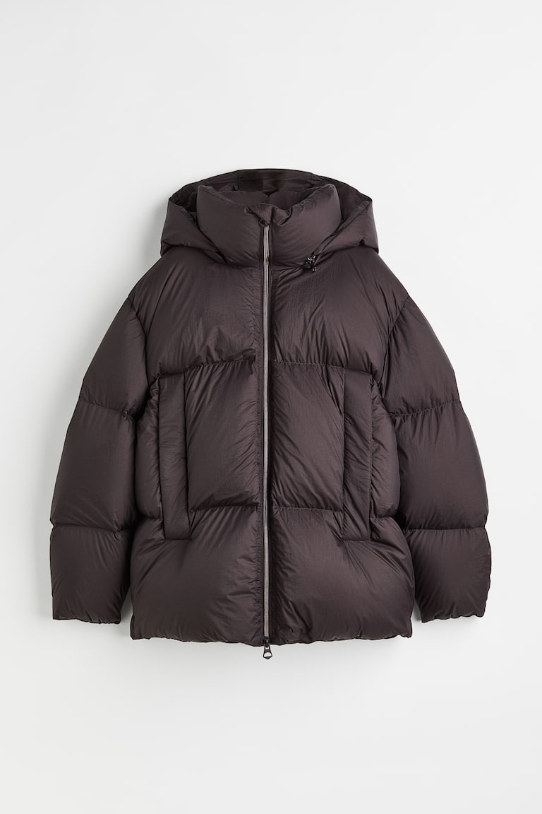Oversized puffer jacket Dark brown Ladies H&M GB