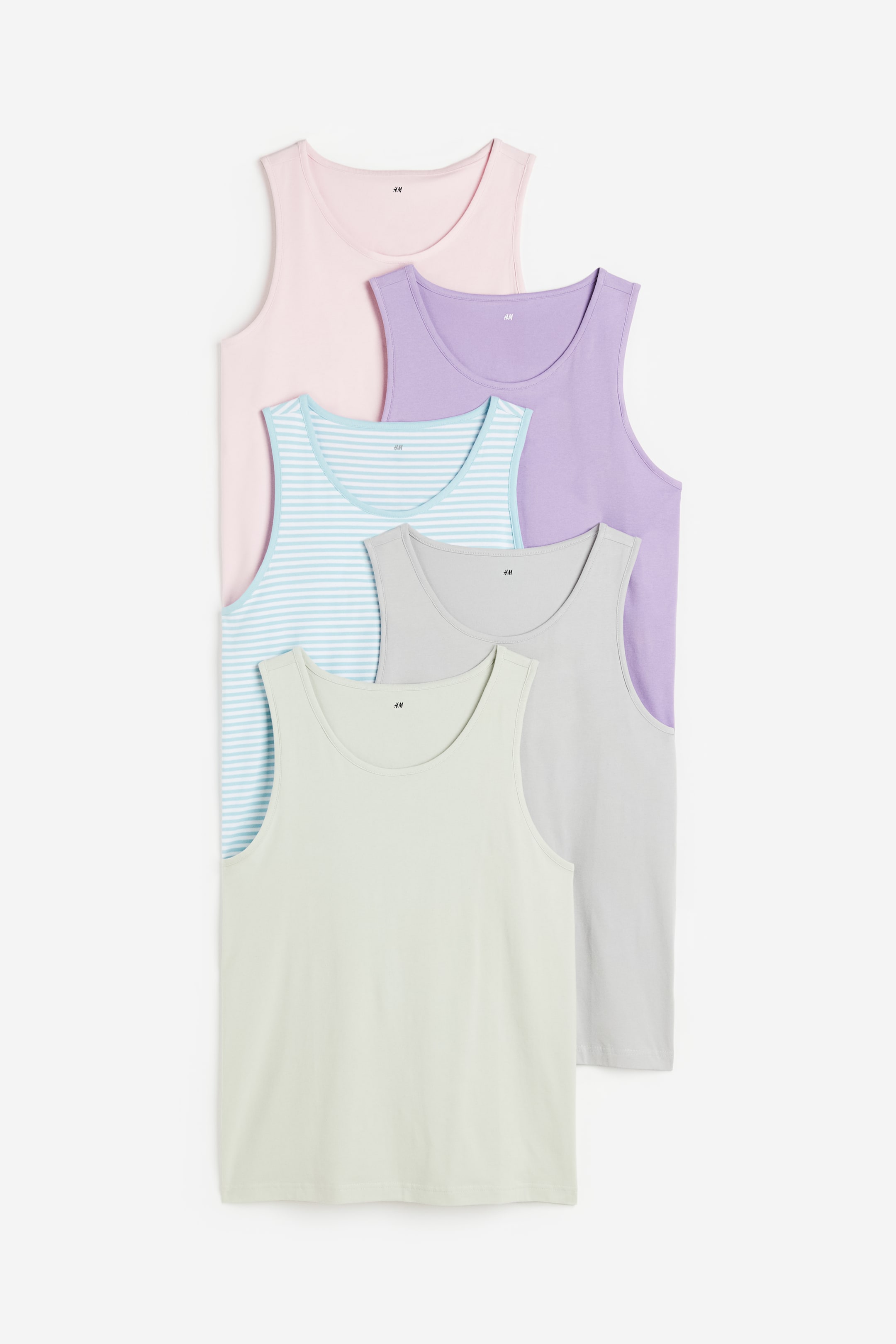 Visualizza l'immagine ingrandita: Canotte Regular Fit, 5 pz - Rosa/viola/azzurro - UOMO | H&M CH 1