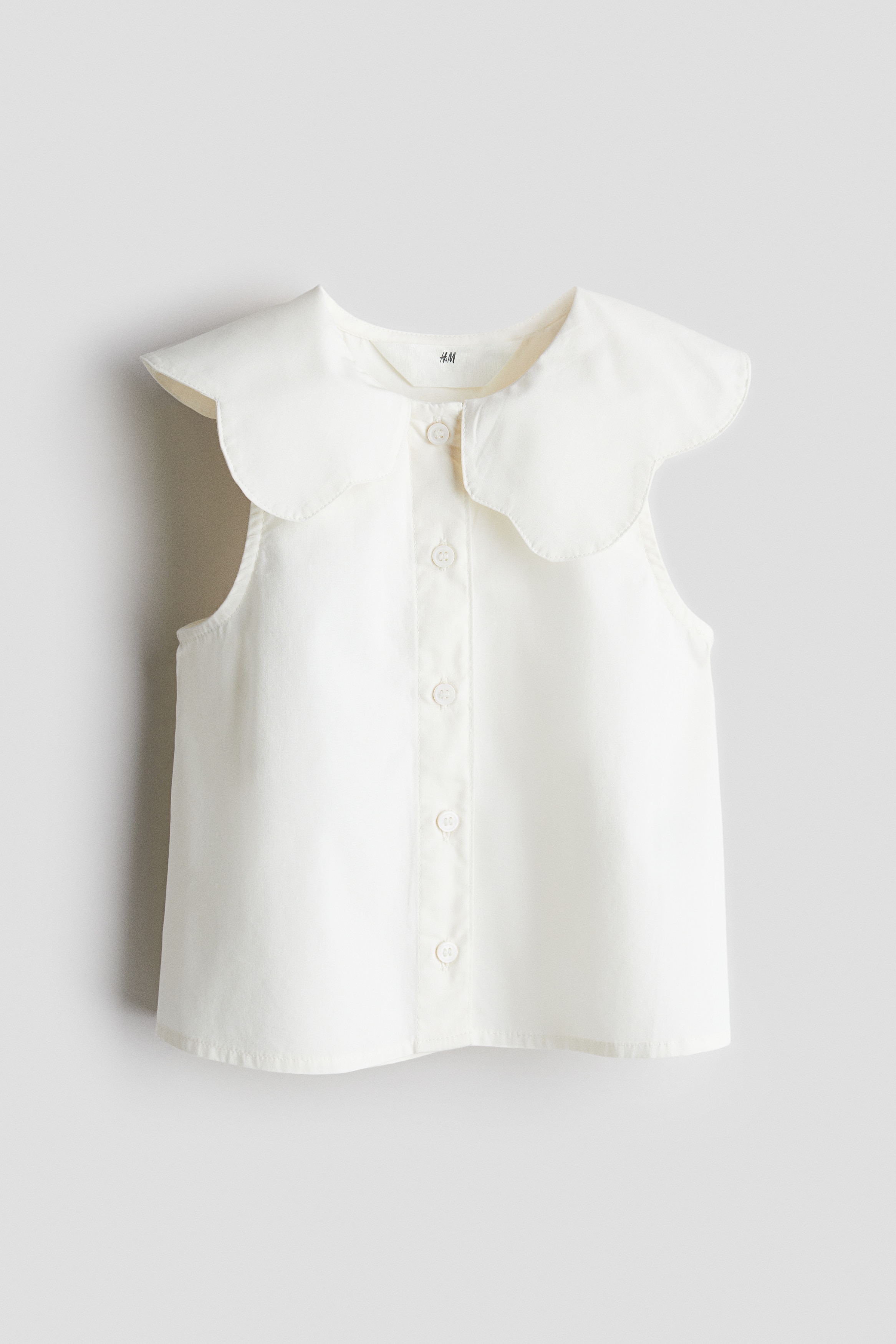 Blouse en coton avec col - Blanc/Jaune ancien/cœurs
