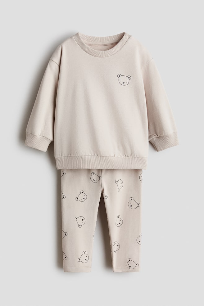 Set 2 pezzi felpa e leggings - Beige chiaro/orsi/Rosa chiaro/ciliegie/Beige chiaro/orso/Cream/Mouse/Blu polvere/Hello Friend/Viola chiaro/cuori - 1