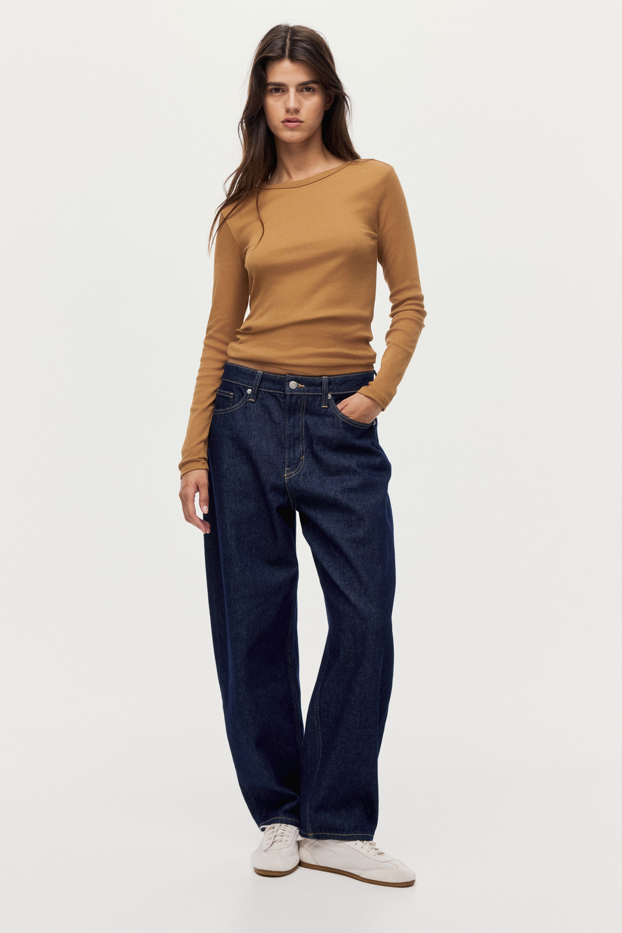 Ingrandisci l'immagine: Maglia in cotone a coste - Marrone chiaro - DONNA | H&M CH 3