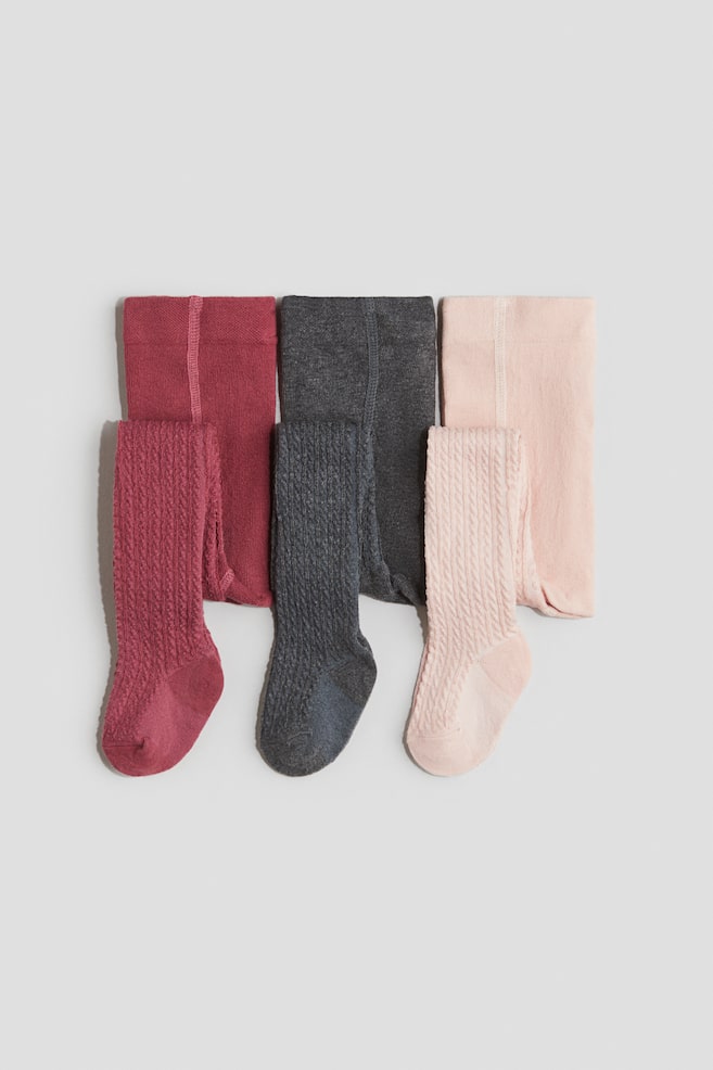 3-pack tights - Pink/Dark grey - 1