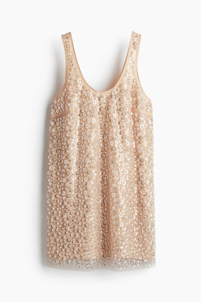 Sequined dress - Beige/Silver-coloured - 1
