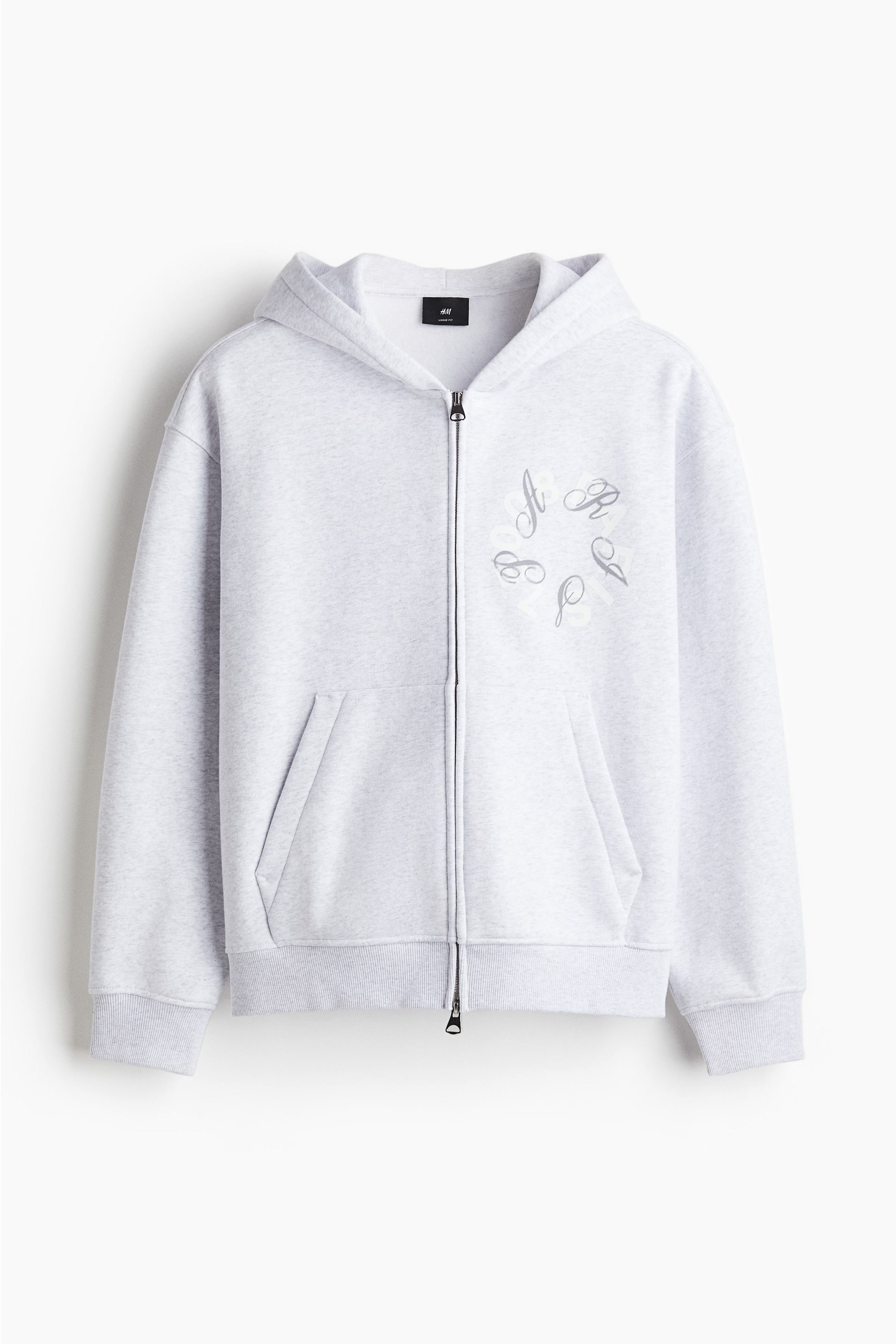 Loose Fit Zip Up Hoodie - Grey/Paris/Steel blue/White/Black/Avenue