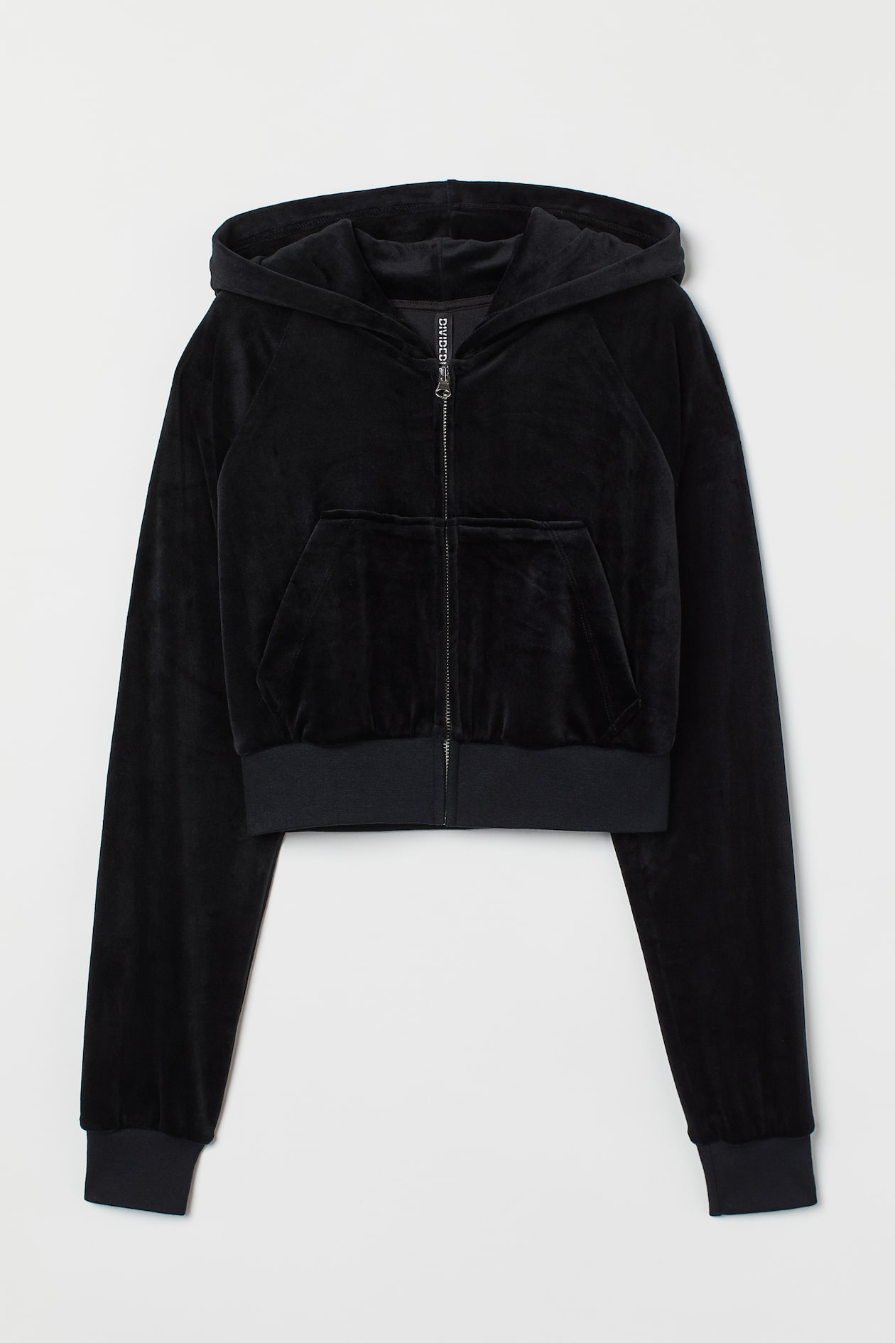 Velour Crop Hoodie - Black - Ladies | H&M US