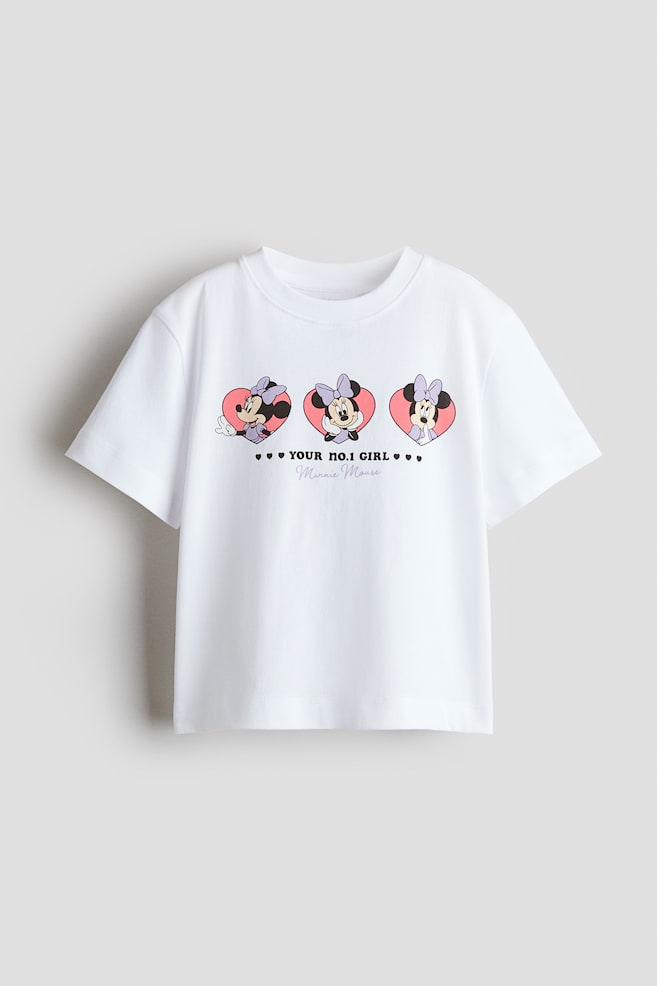 Printed Cotton T-Shirt - White/Minnie Mouse - 1